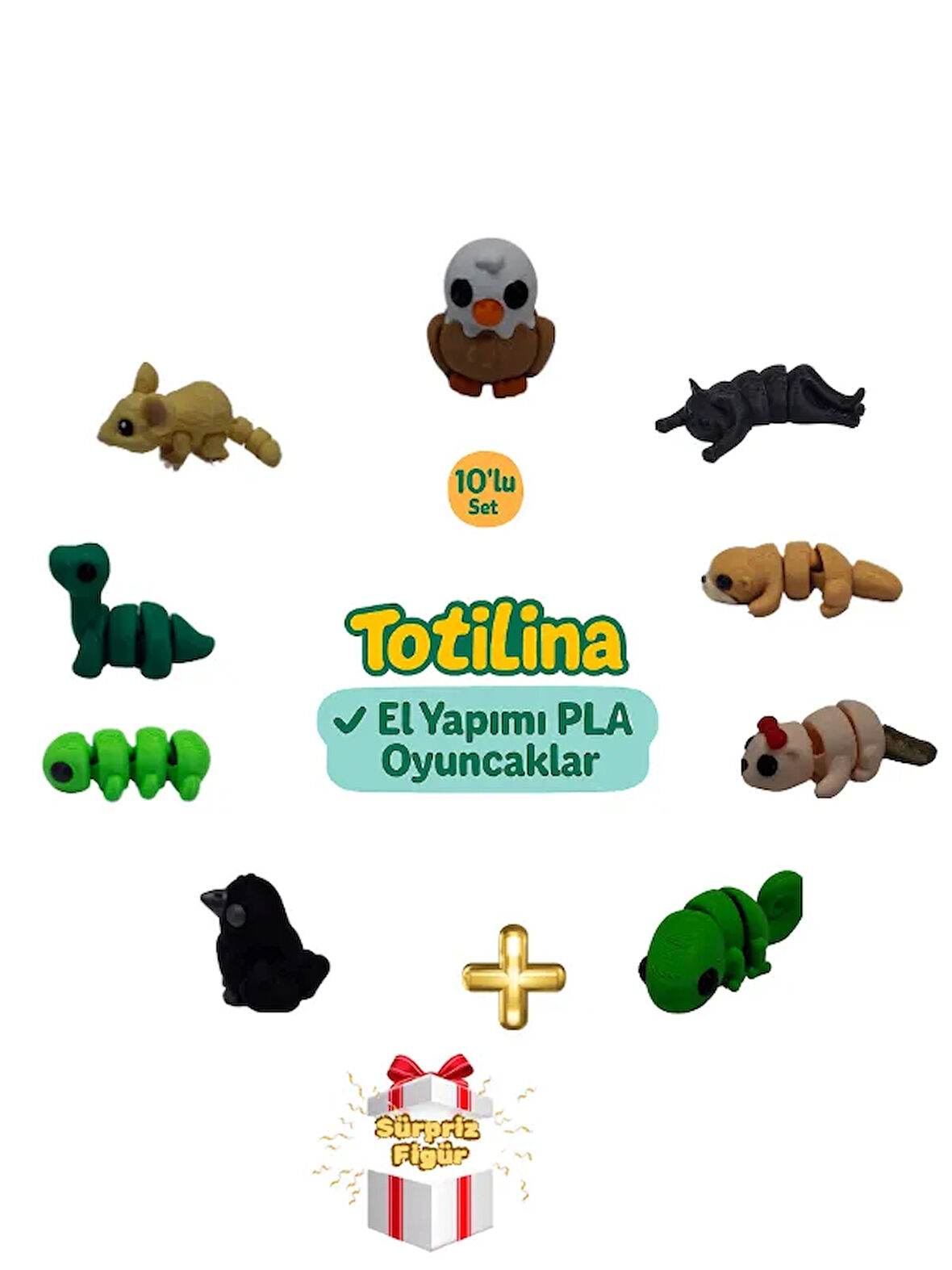 10'lu set (kartal kedi su samuru bukalemun karga tırtıl dinozor…)
