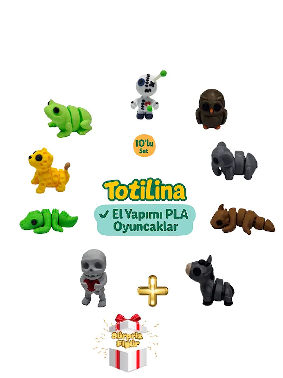 10'lu set (voodoo baykuş fil ejderha eşek iskelet timsah puma…)