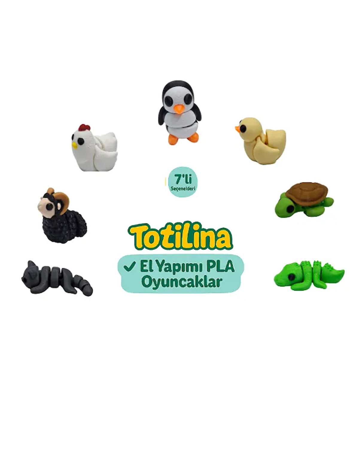 7'li set (penguen ördek kaplumbağa timsah kedi koç tavuk…)