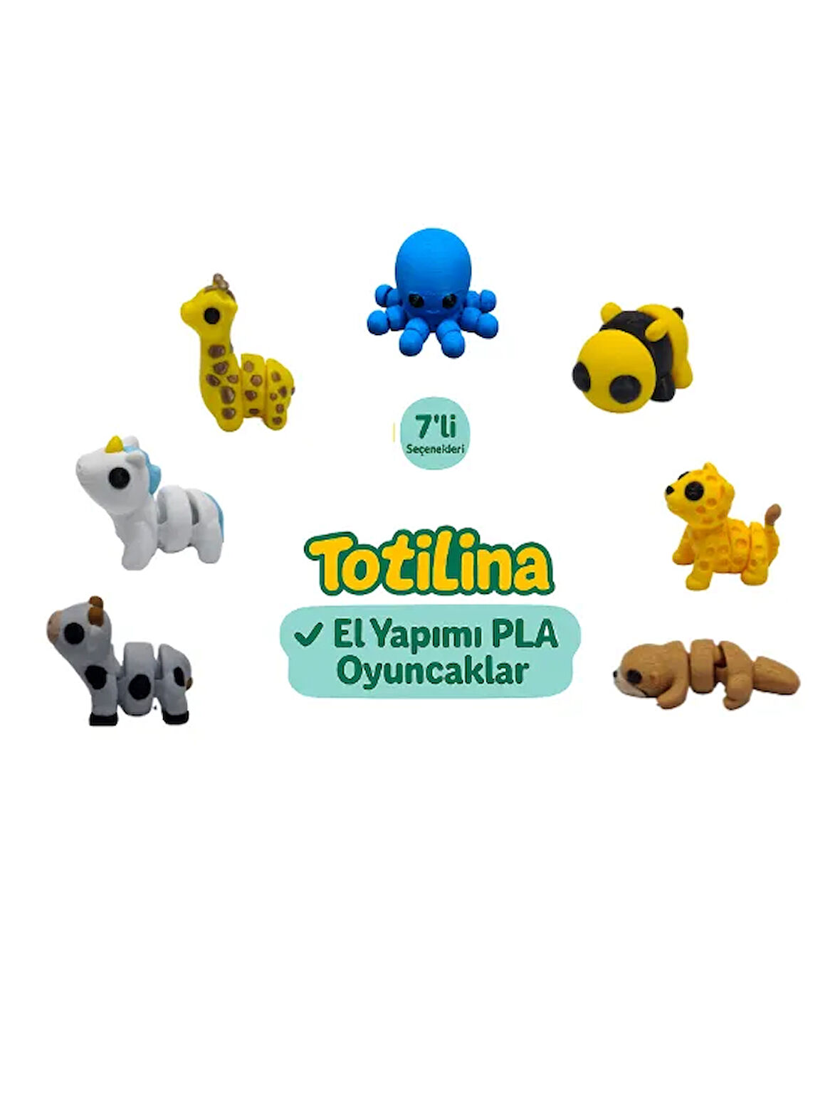 7'li set (ahtapot arı puma su samuru inek unicorn zürafa…)