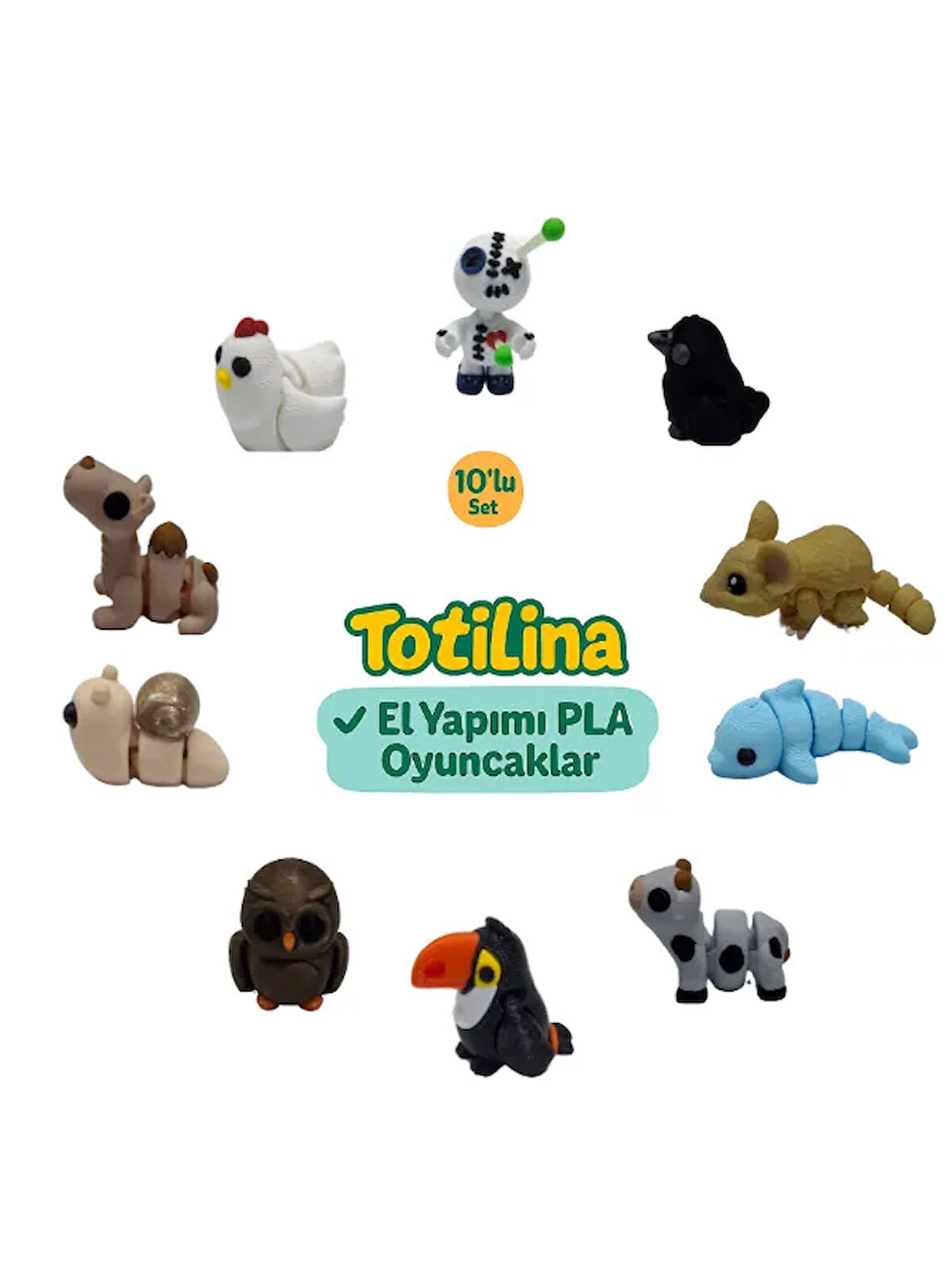 10'lu set (voodoo karga fare yunus inek tukan kuşu baykuş…)