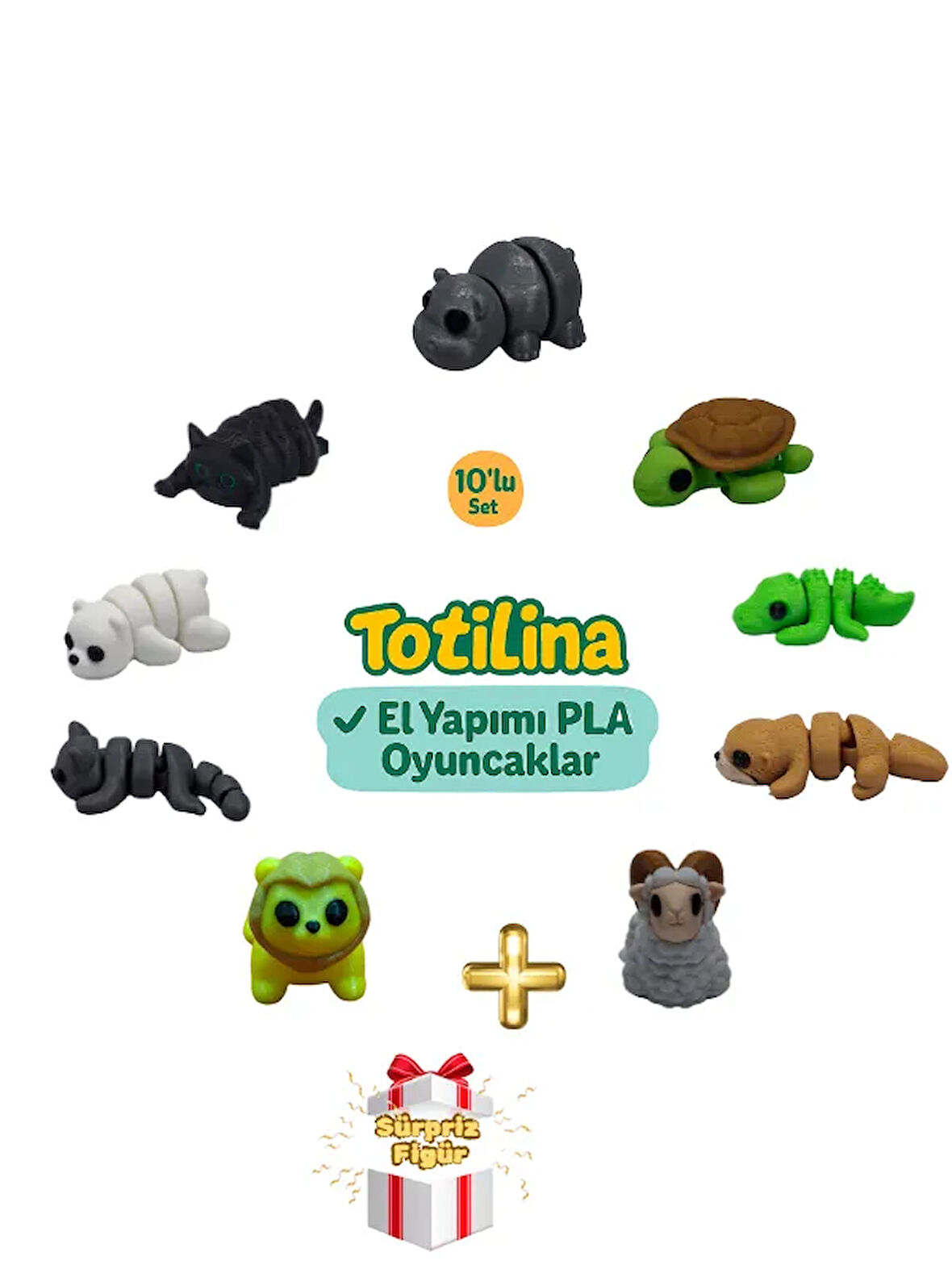 10'lu set (hipopotam kaplumbağa timsah su samuru koç aslan kedi…)
