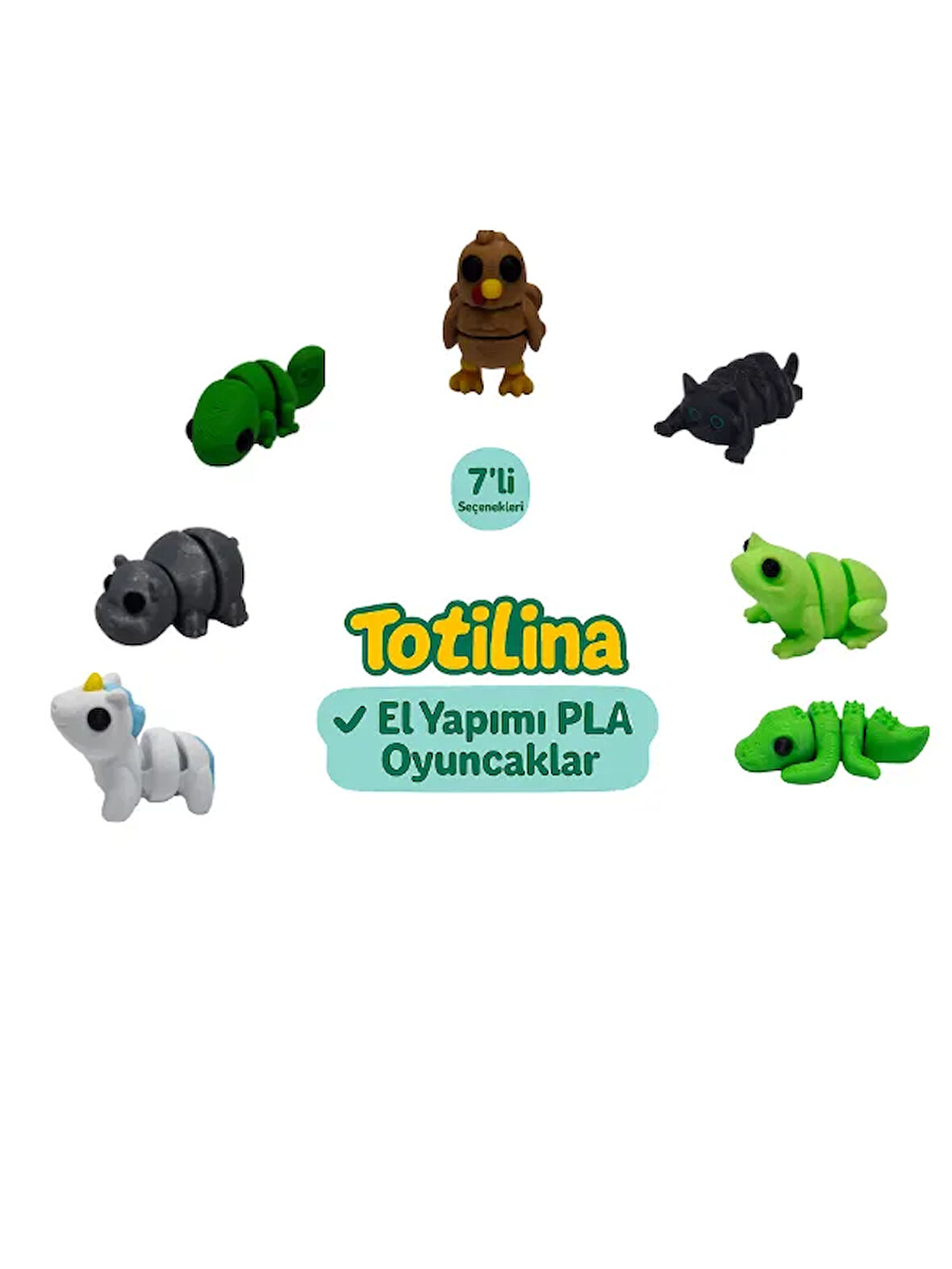 7'li set (hindi kedi kurbağa timsah unicorn hipopotam bukalemun…)