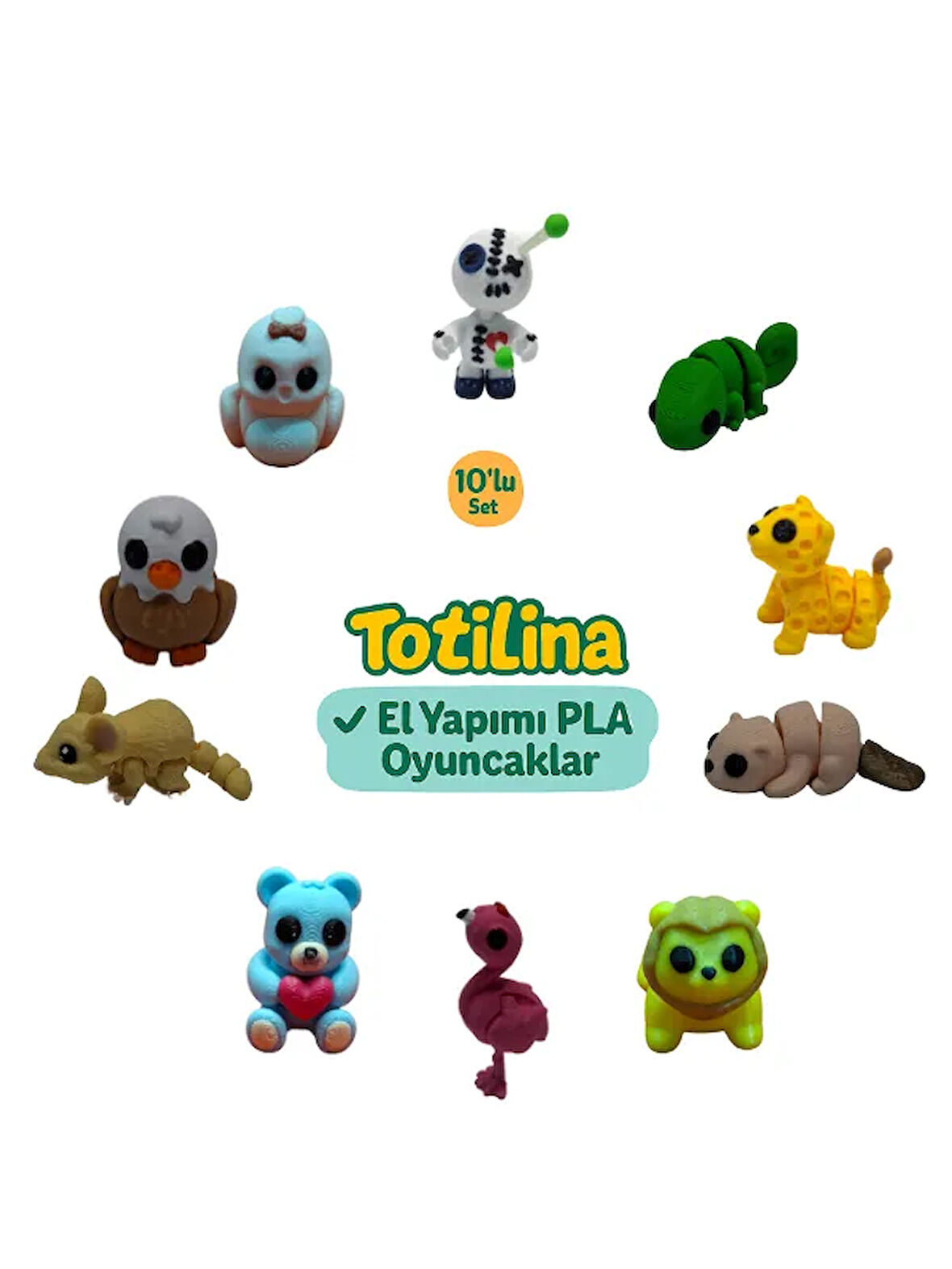 10'lu set (voodoo bukalemun puma su samuru aslan flamingo ayı…)