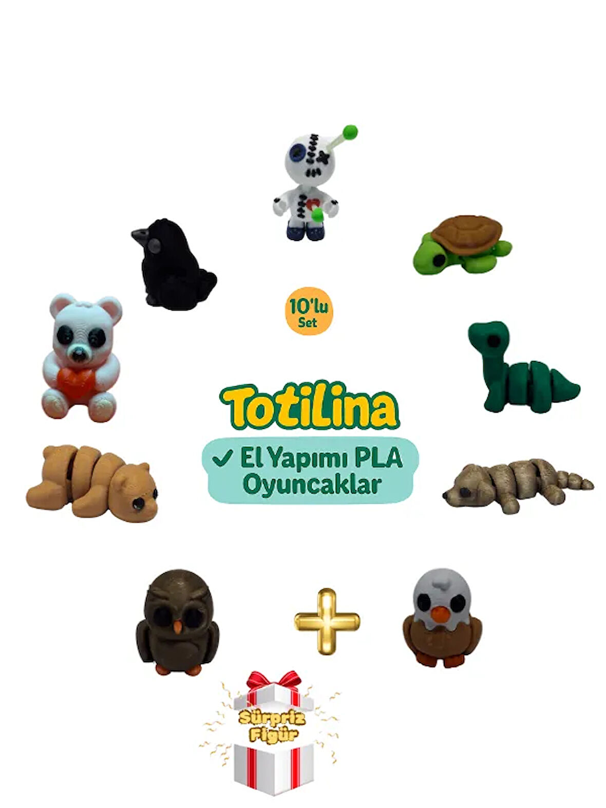 10'lu set (voodoo kaplumbağa dinozor köpek kartal baykuş ayı karga…)