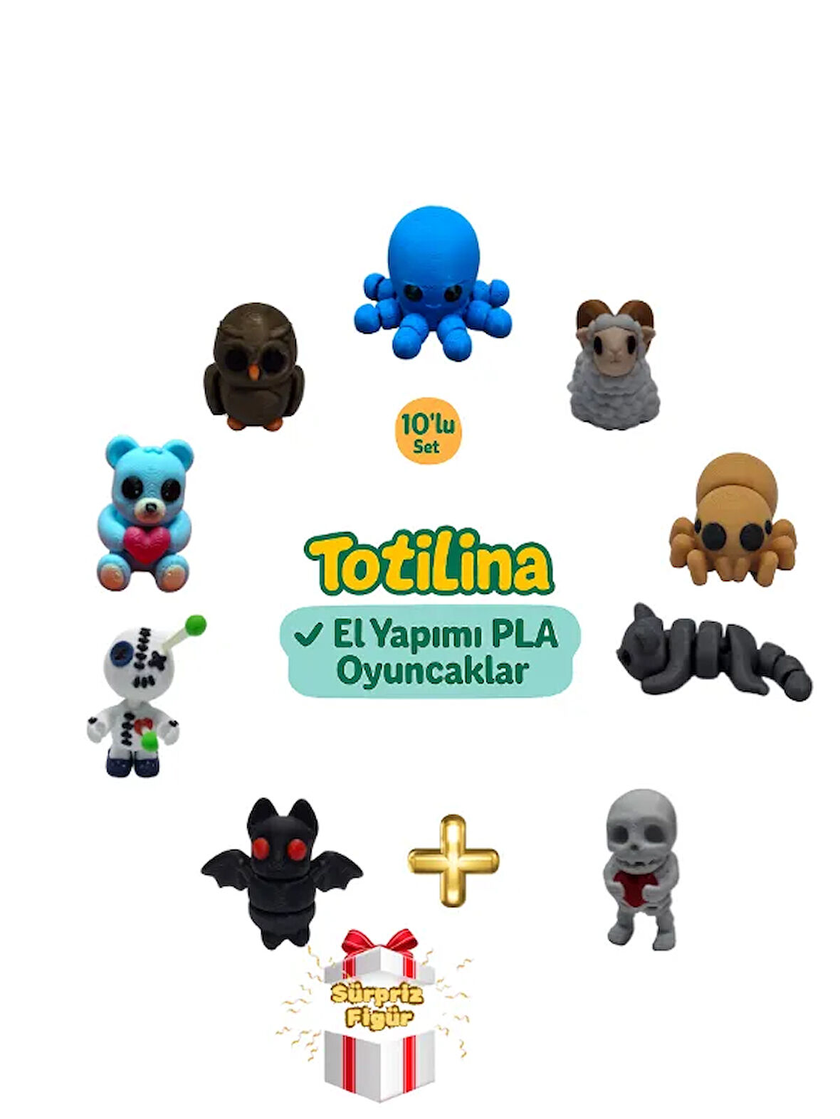 10'lu set (ahtapot koç örümcek kedi iskelet yarasa voodoo…)