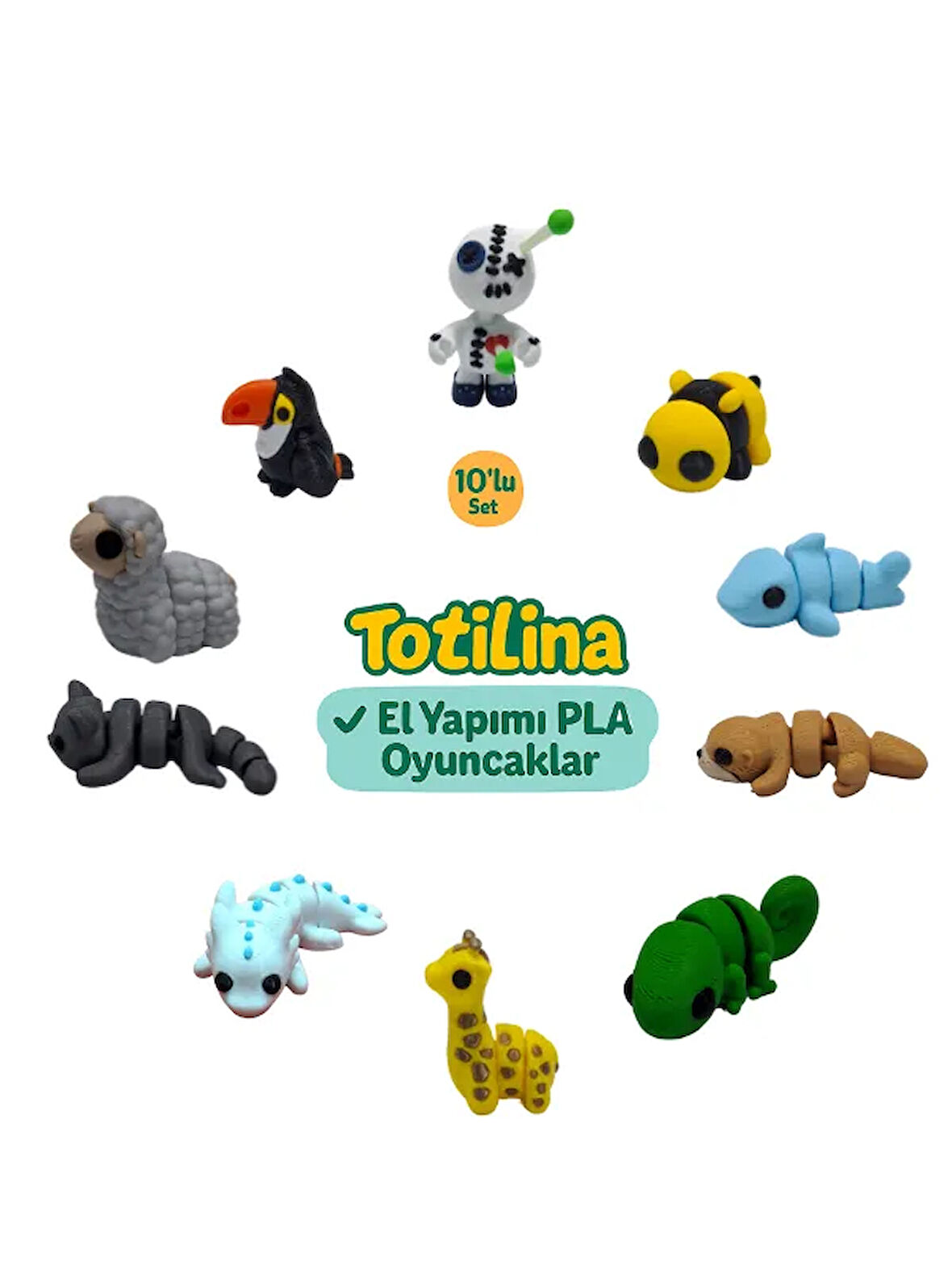 10'lu set (voodoo arı köpek balığı su samuru bukalemun zürafa…)