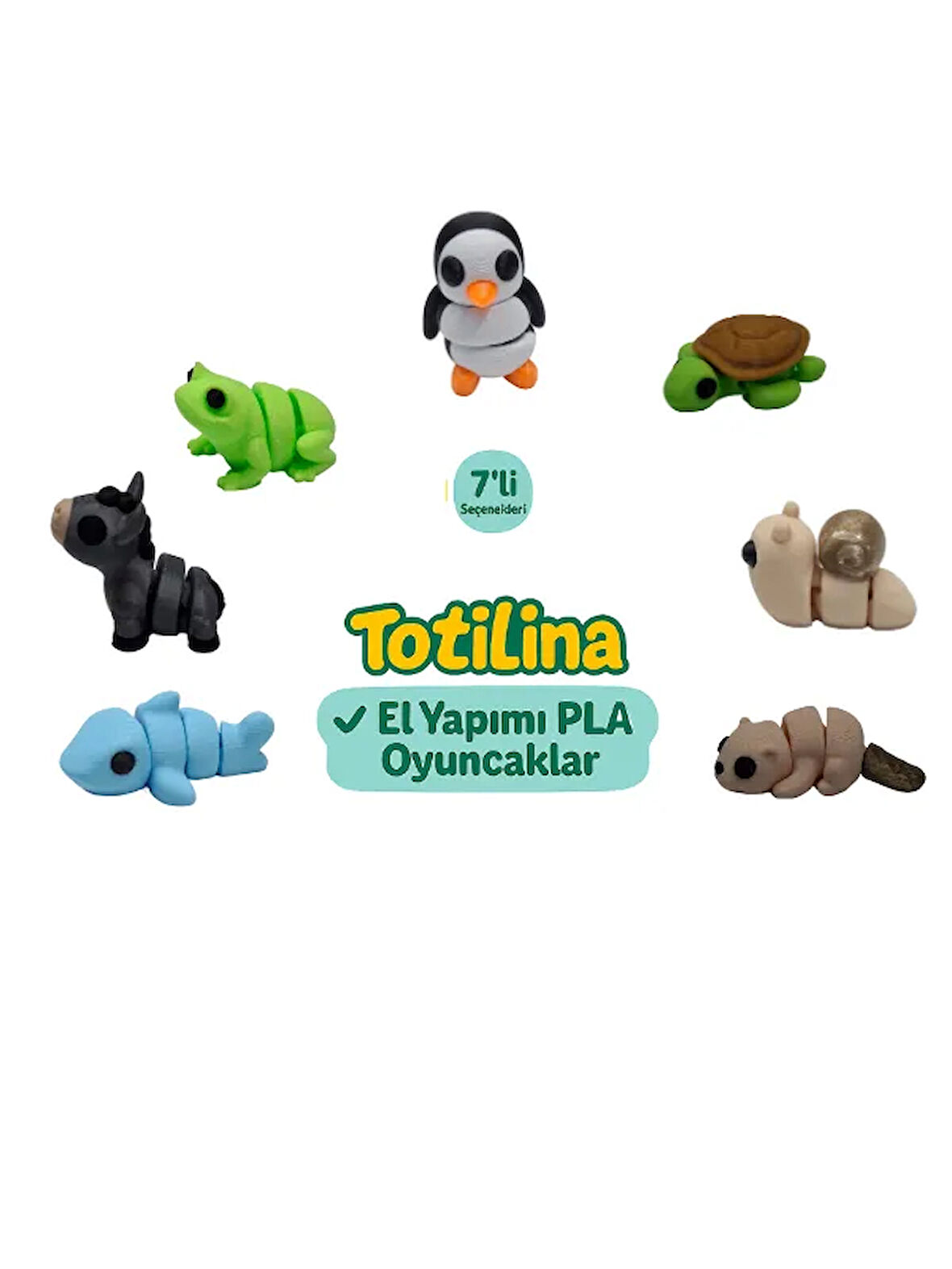 7'li set (penguen kaplumbağa salyangoz su samuru köpek balığı eşek…)