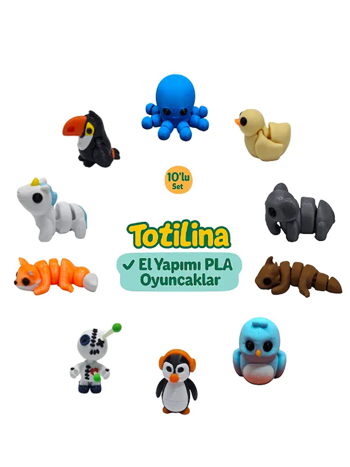 10'lu set (ahtapot ördek fil ejderha kuş penguen voodoo tilki…)