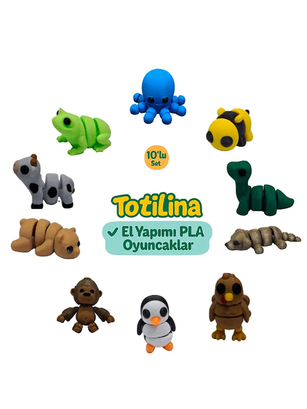 10'lu set (ahtapot arı dinozor köpek hindi penguen goril ayı inek…)