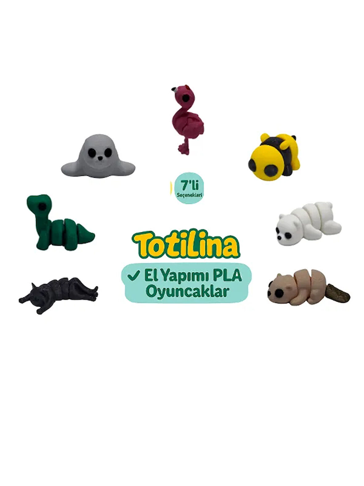 7'li set (flamingo arı ayı su samuru kedi dinozor fok…)