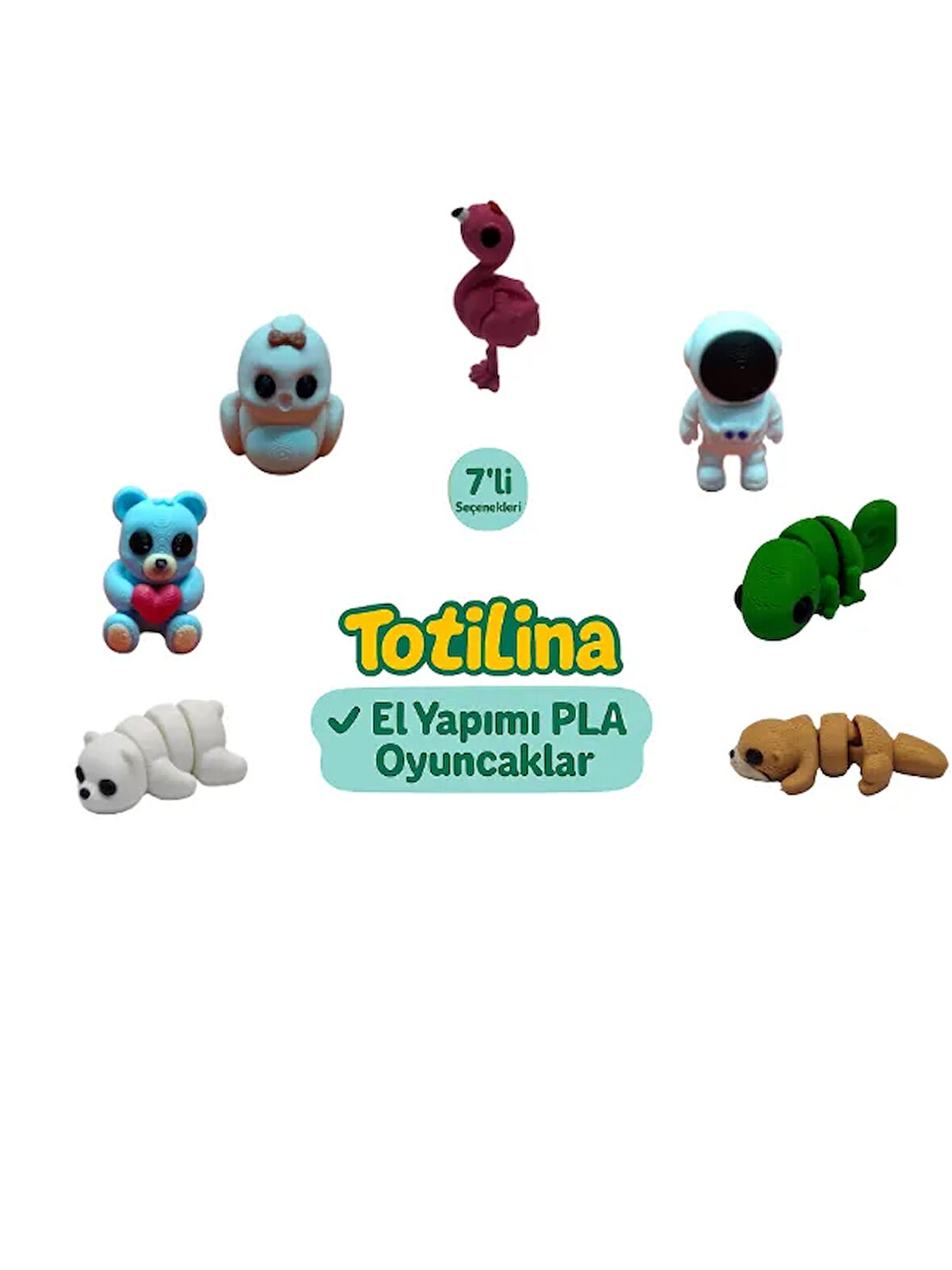 7'li set (flamingo astronot bukalemun su samuru ayı kuş…)