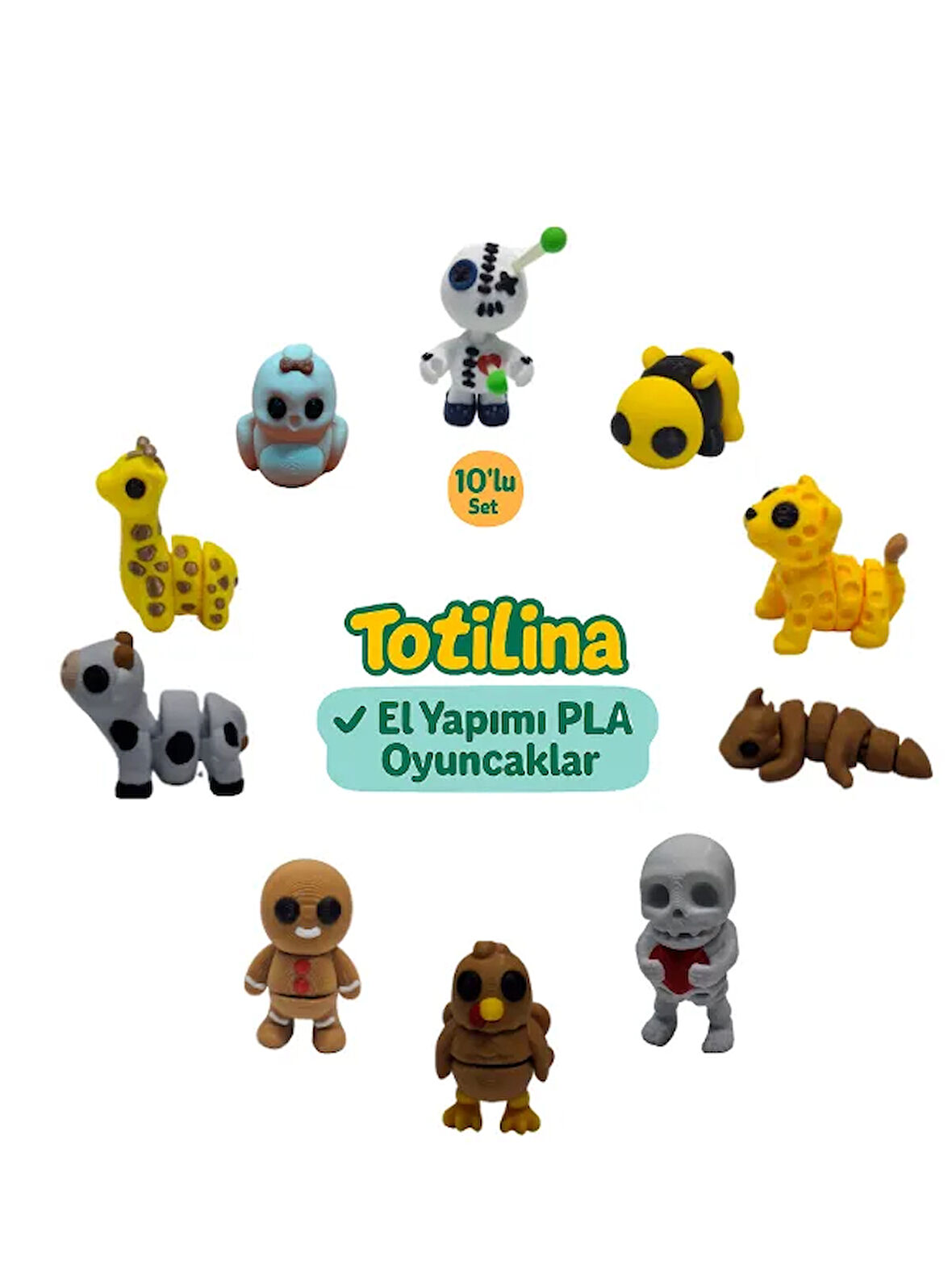 10'lu set (voodoo arı puma ejderha hindi iskelet kurabiye adam…)