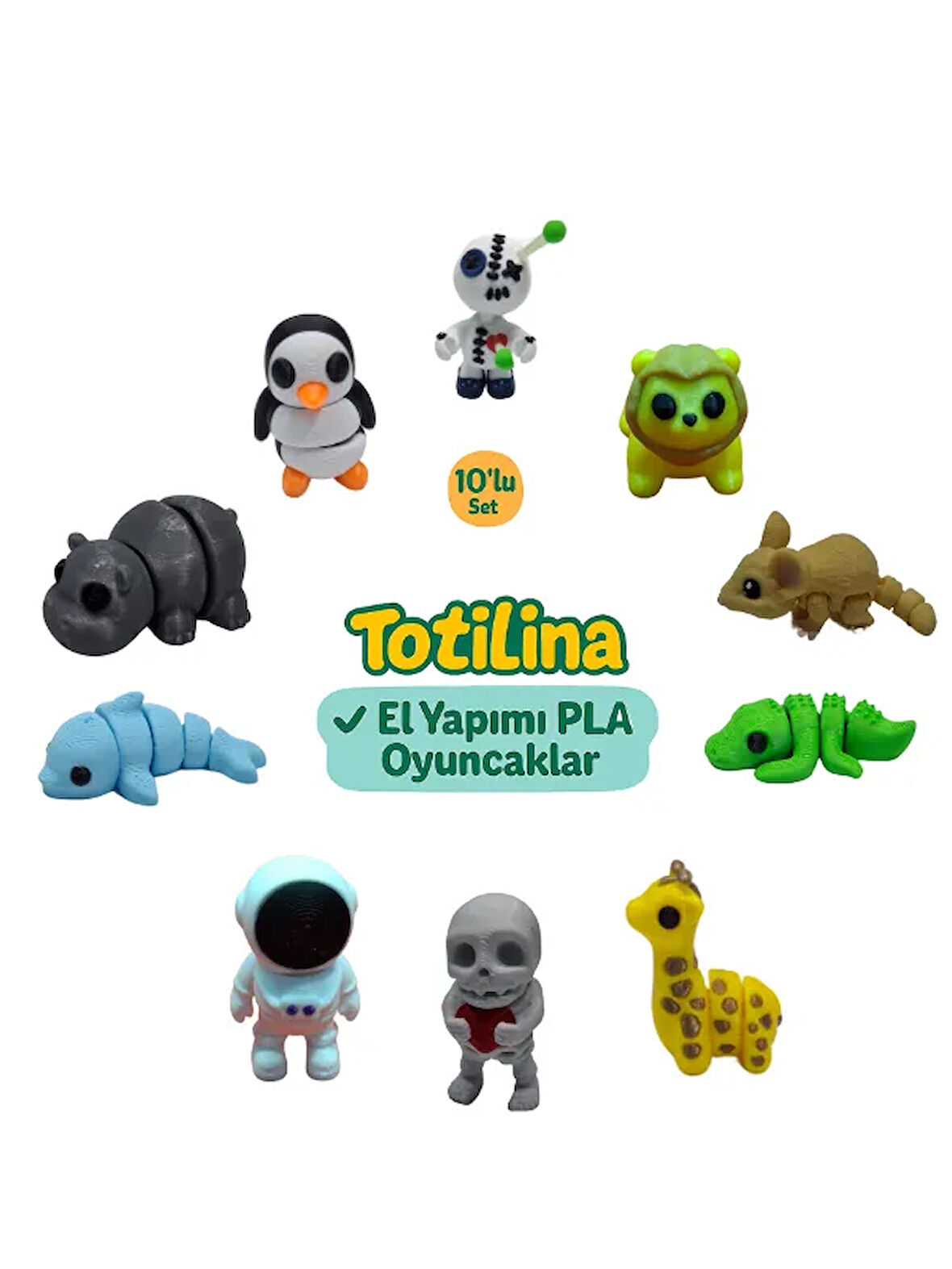 10'lu set (voodoo aslan fare timsah zürafa iskelet astronot yunus…)