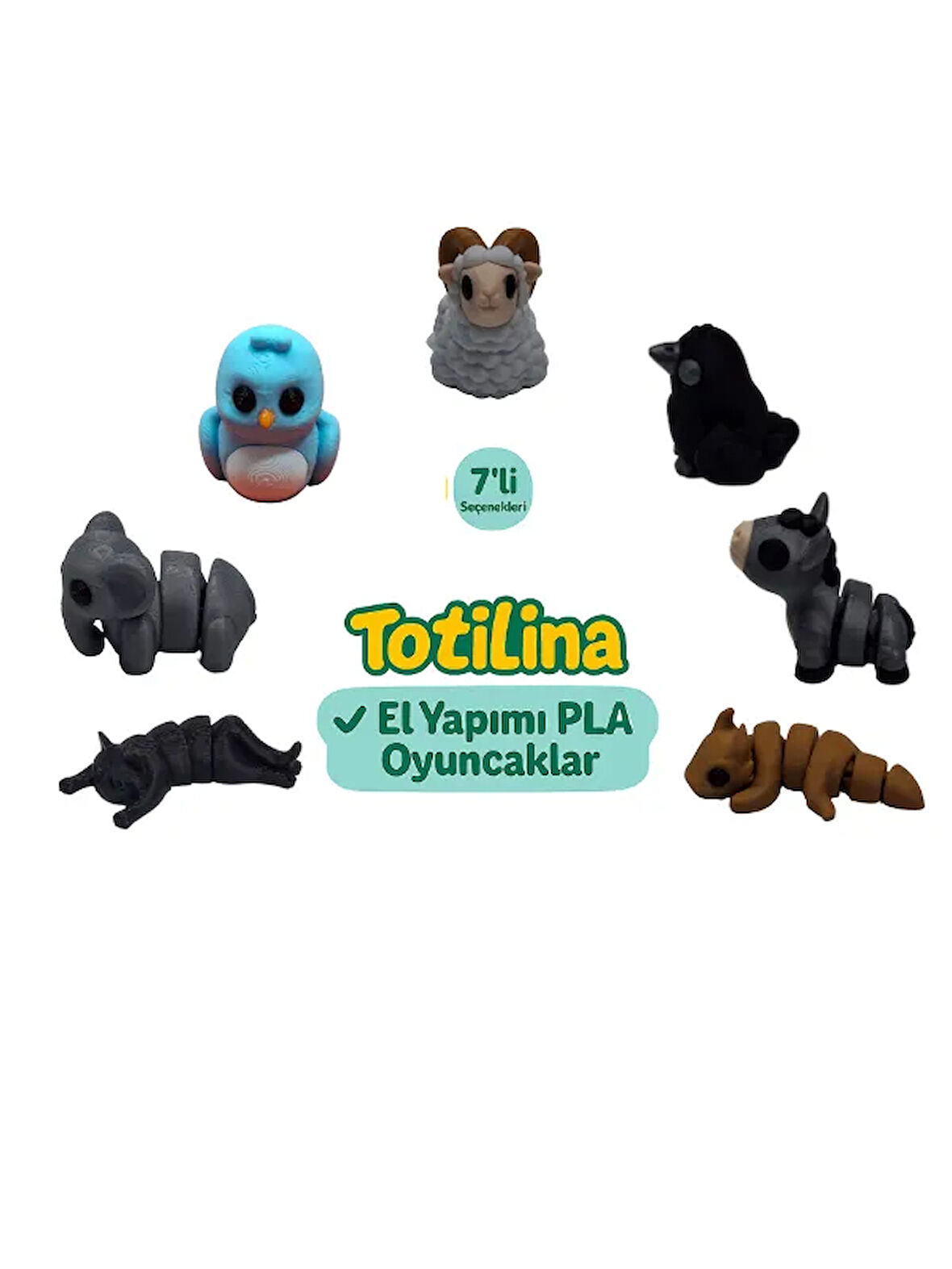 7'li set (koç karga eşek ejderha kedi fil kuş…)