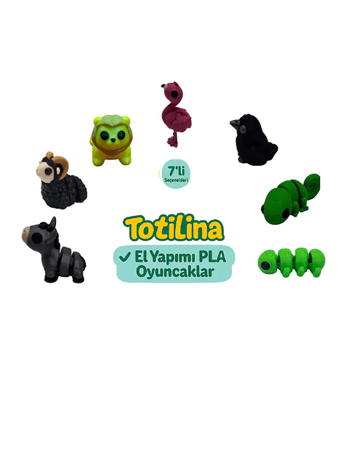 7'li set (flamingo karga bukalemun tırtıl eşek koç aslan…)