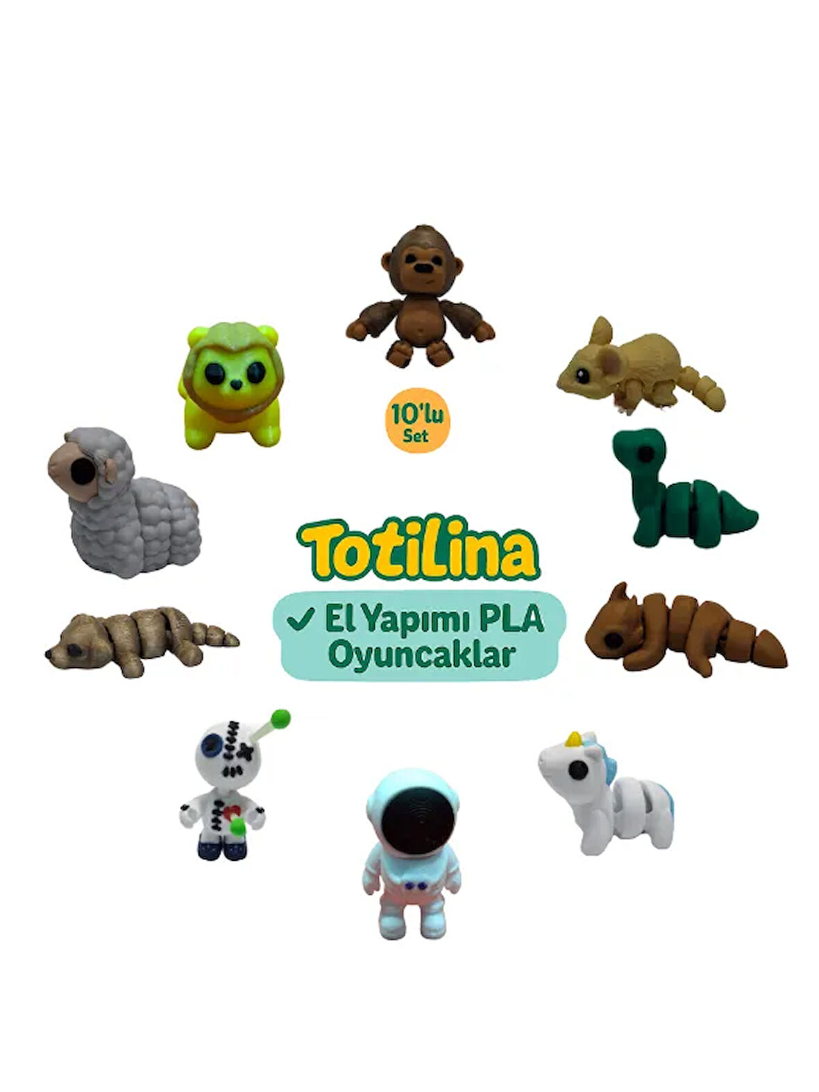 10'lu set (goril fare dinozor ejderha unicorn astronot voodoo…)