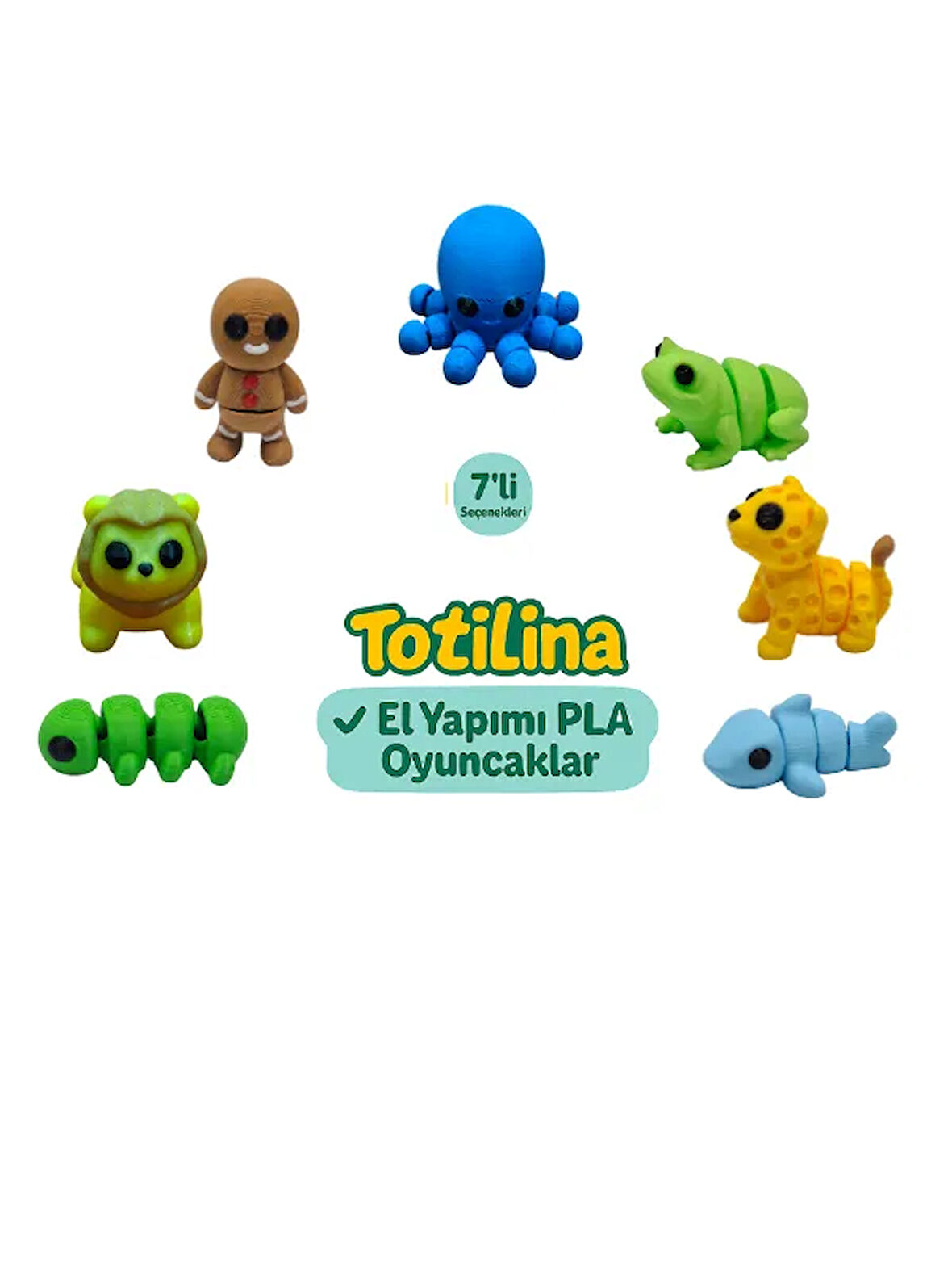 7'li set (ahtapot kurbağa puma köpek balığı tırtıl aslan...