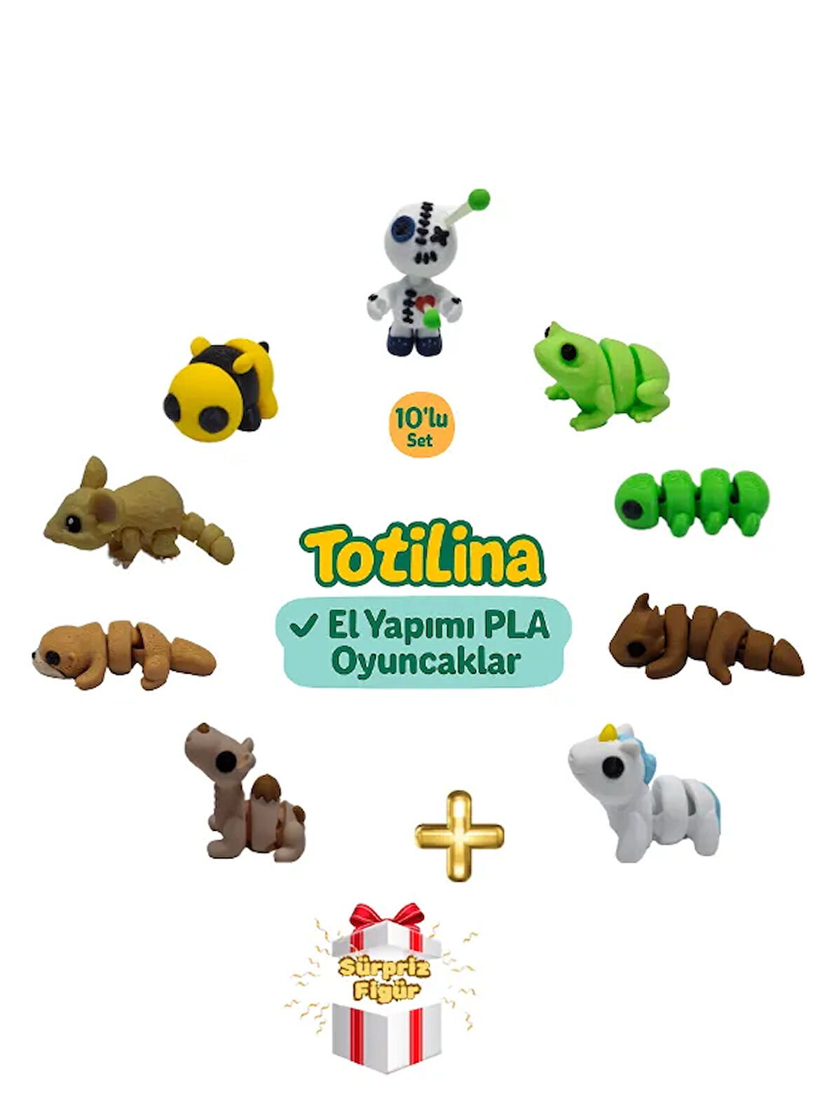 10'lu set (voodoo kurbağa tırtıl ejderha unicorn deve su samuru…)