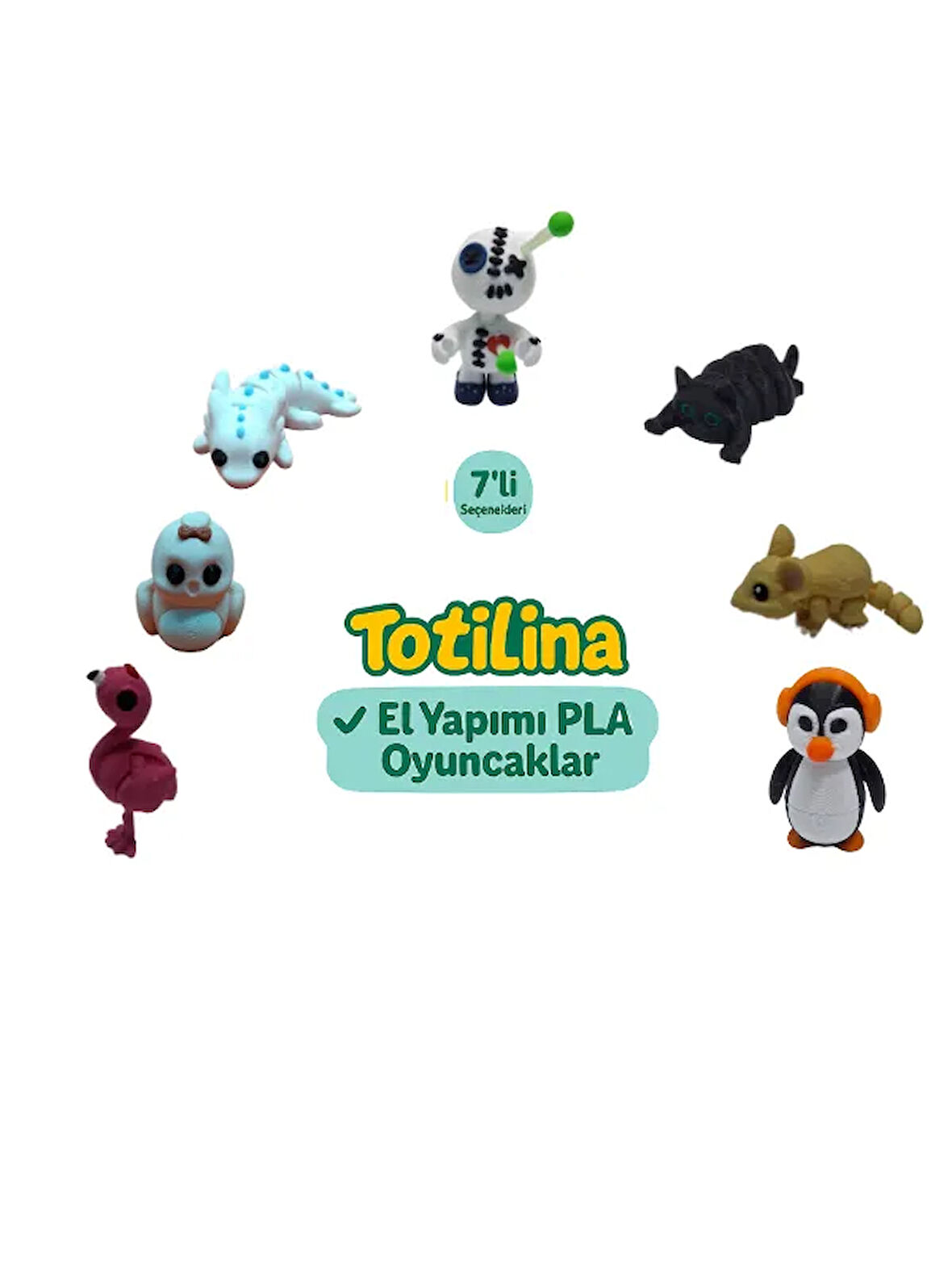 7'li set (voodoo kedi fare penguen flamingo kuş aksolotl…)