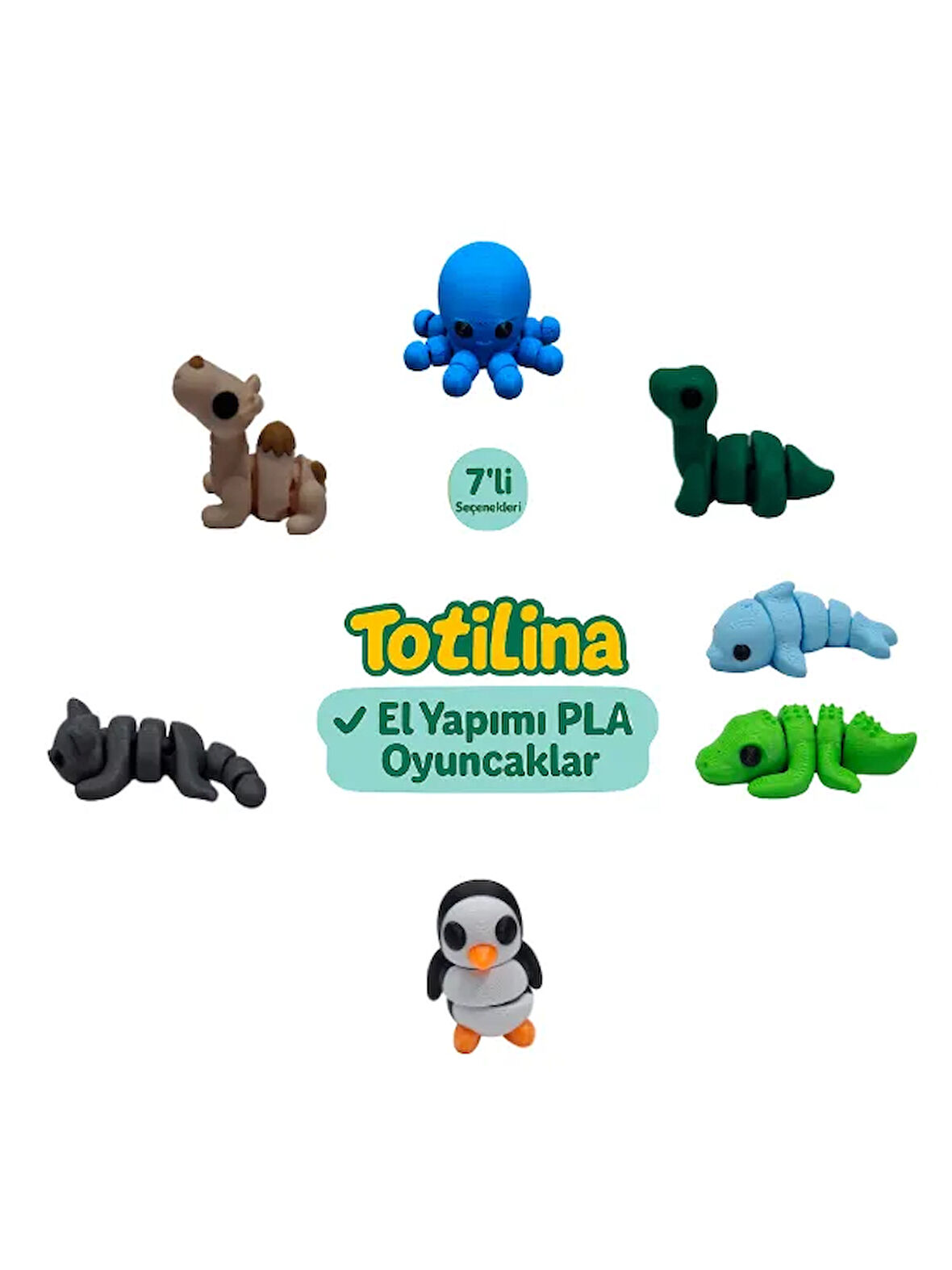 7'li set (ahtapot dinozor yunus timsah penguen kedi deve…)