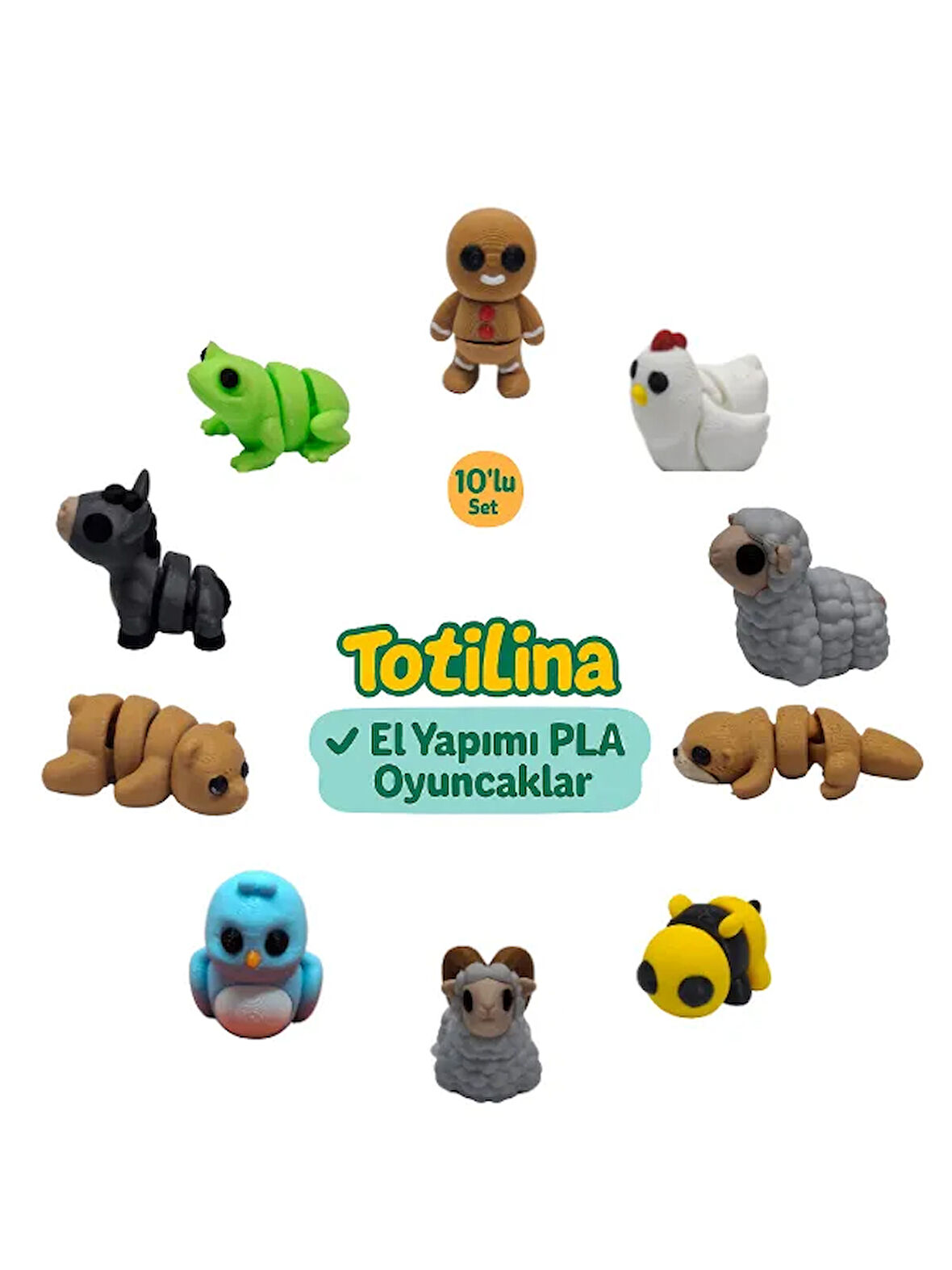 10'lu set (kurabiye adam tavuk koyun su samuru arı koç kuş ayı...