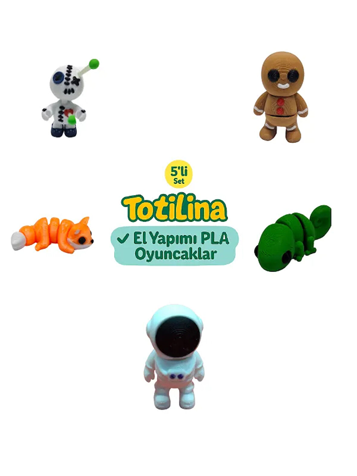 5'li set (kurabiye adam bukalemun astronot tilki voodoo…)