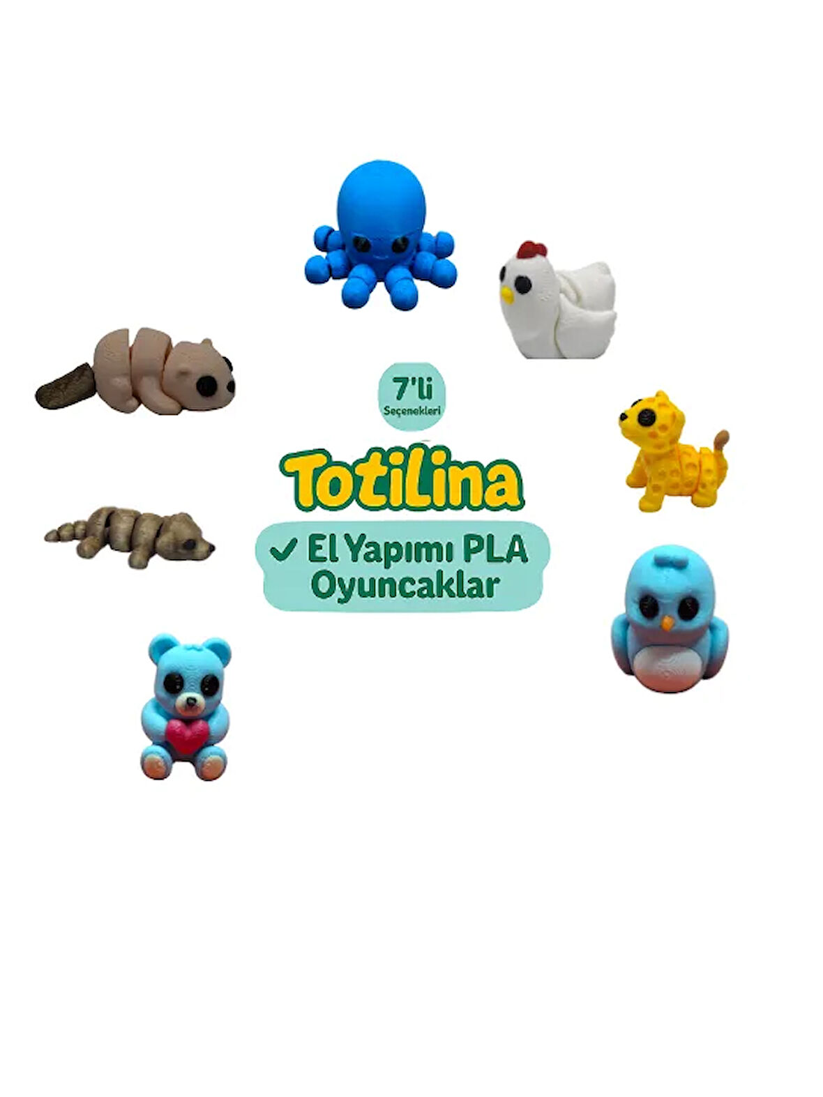 7'li set (ahtapot tavuk puma kuş ayı köpek su samuru…)