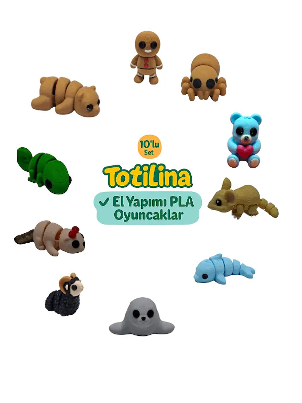 10'lu set (kurabiye adam örümcek ayı fare yunus fok koç su samuru...