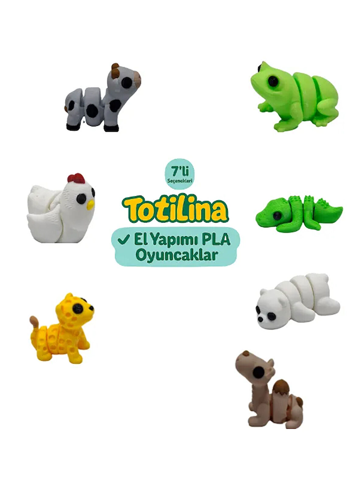 7'li set (kurbağa timsah ayı deve puma tavuk inek…)