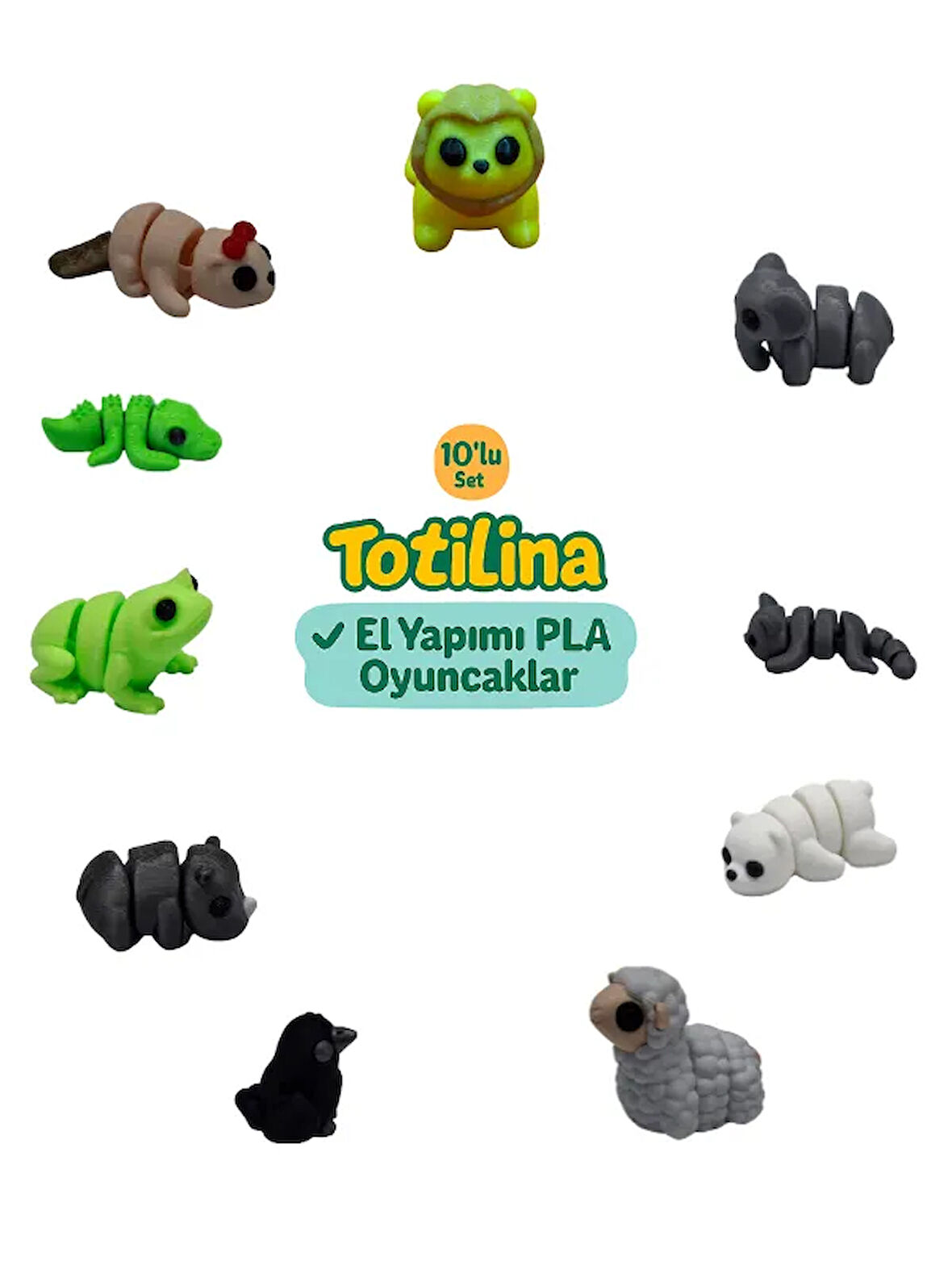 10'lu set (aslan fil kedi ayı koyun karga gergedan kurbağa timsah…)