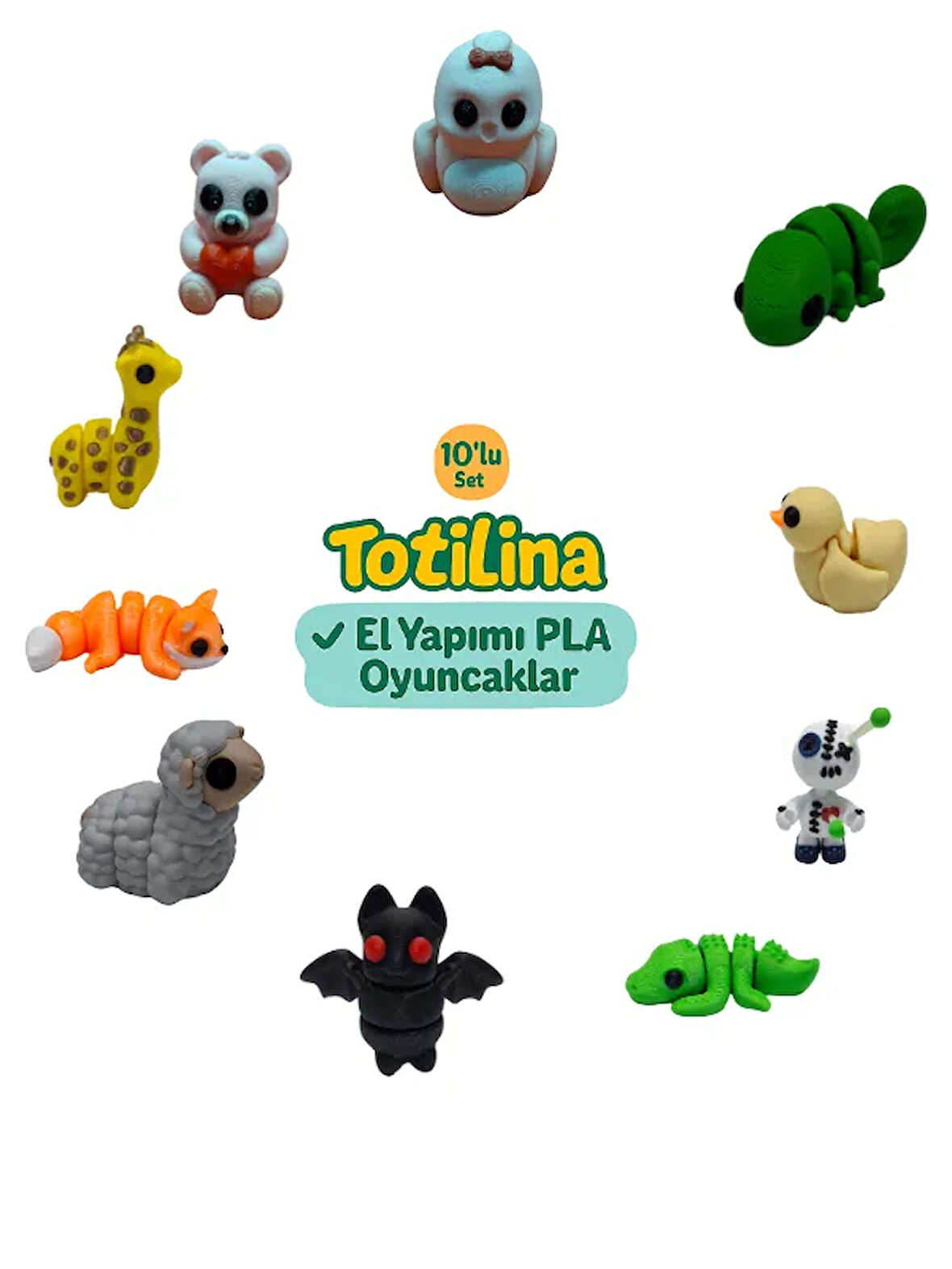 10'lu set (kuş bukalemun ördek voodoo timsah yarasa koyun tilki…)