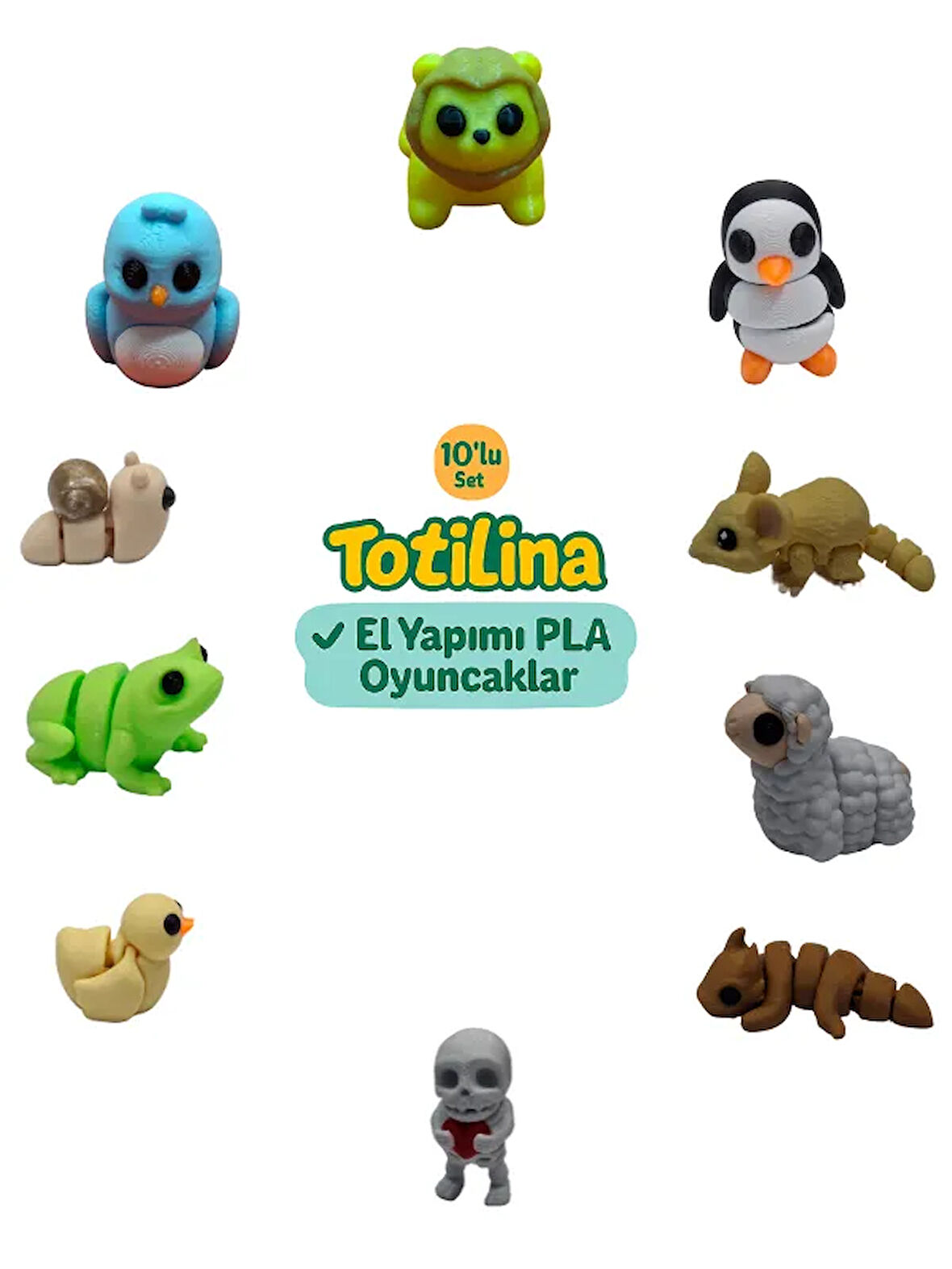 10'lu set (aslan penguen fare koyun ejderha iskelet ördek kurbağa…)