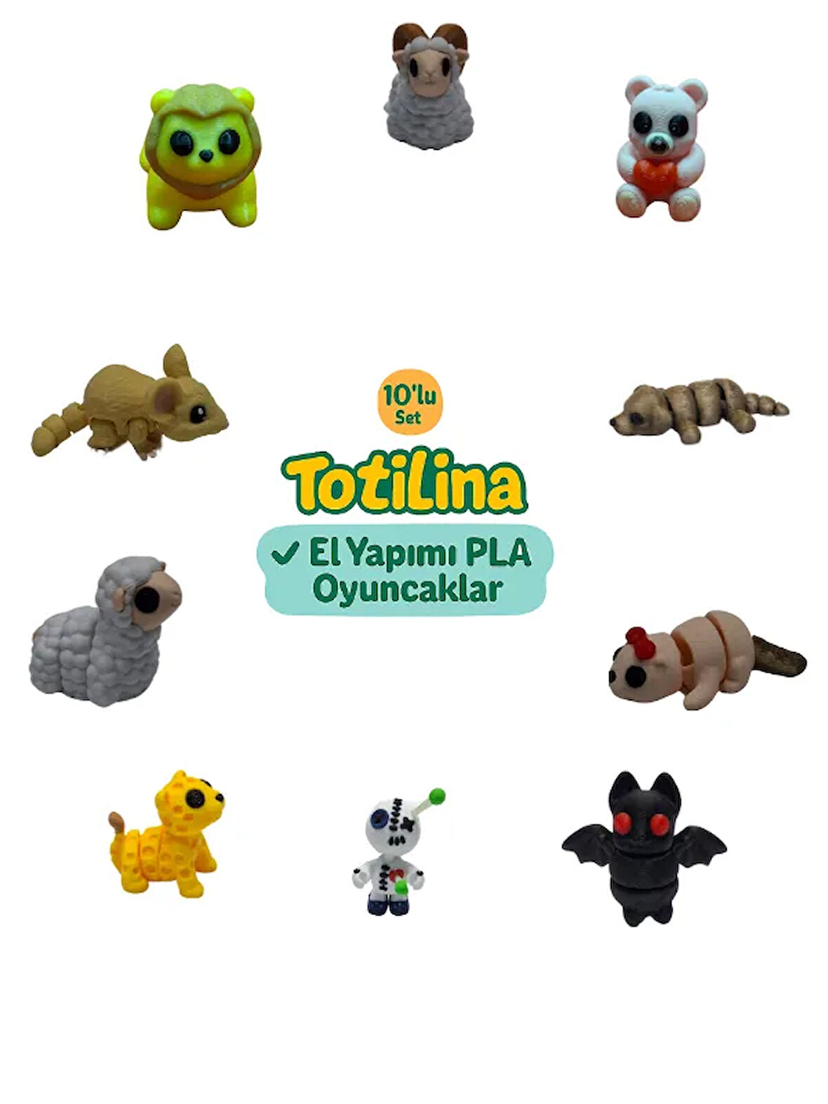 10'lu set (koç ayı köpek su samuru yarasa voodoo puma koyun fare…)