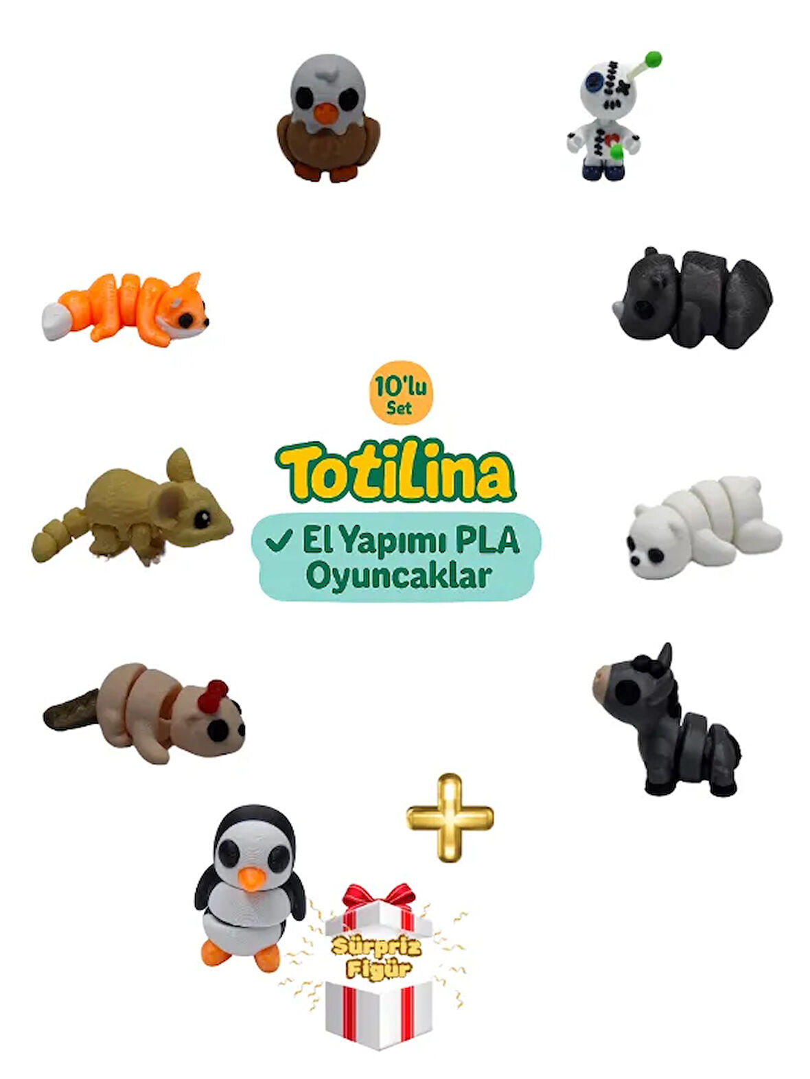 10'lu set (voodoo gergedan ayı eşek penguen su samuru fare tilki…)