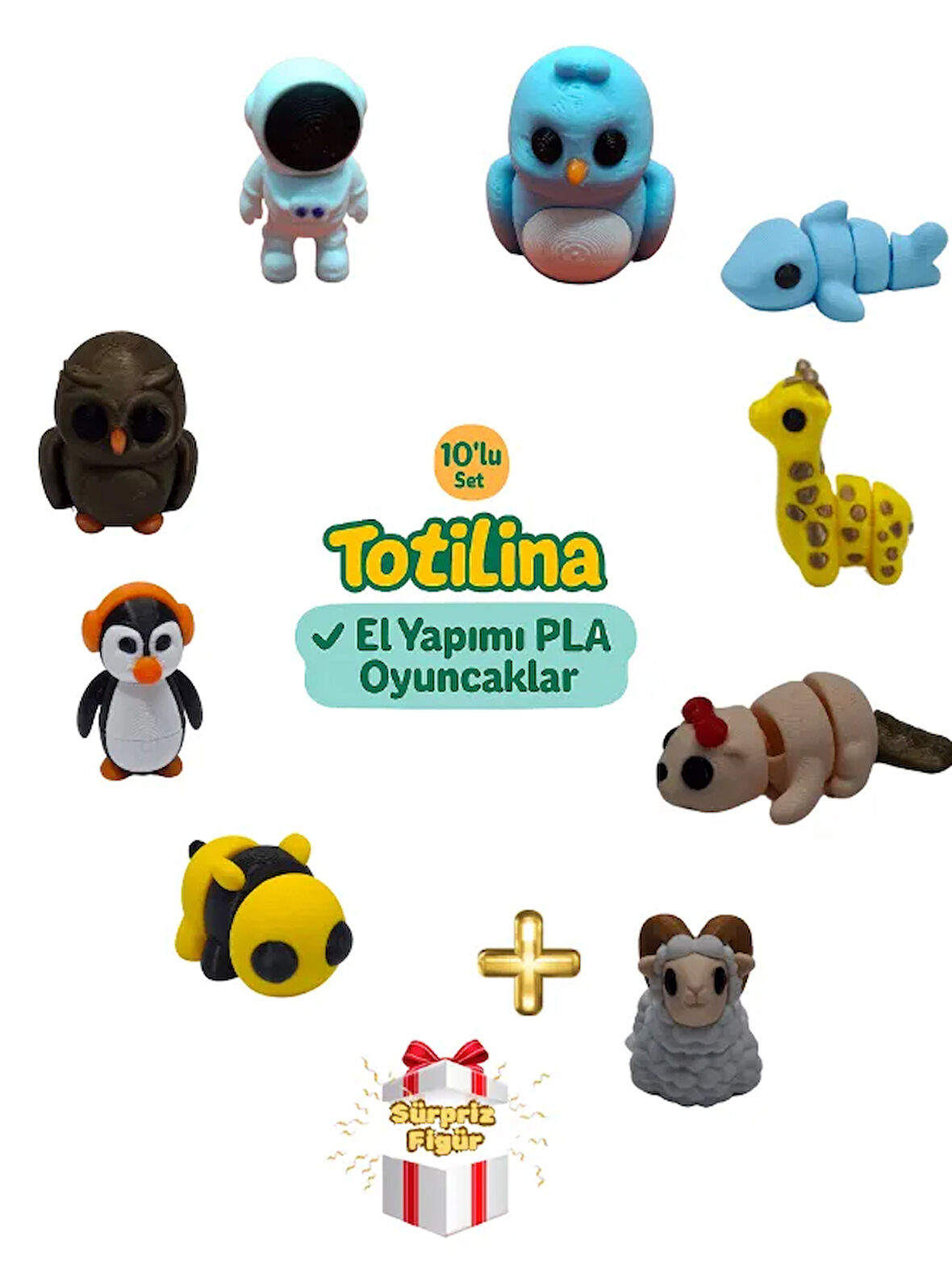 10'lu set (kuş köpek balığı zürafa su samuru koç arı penguen…)
