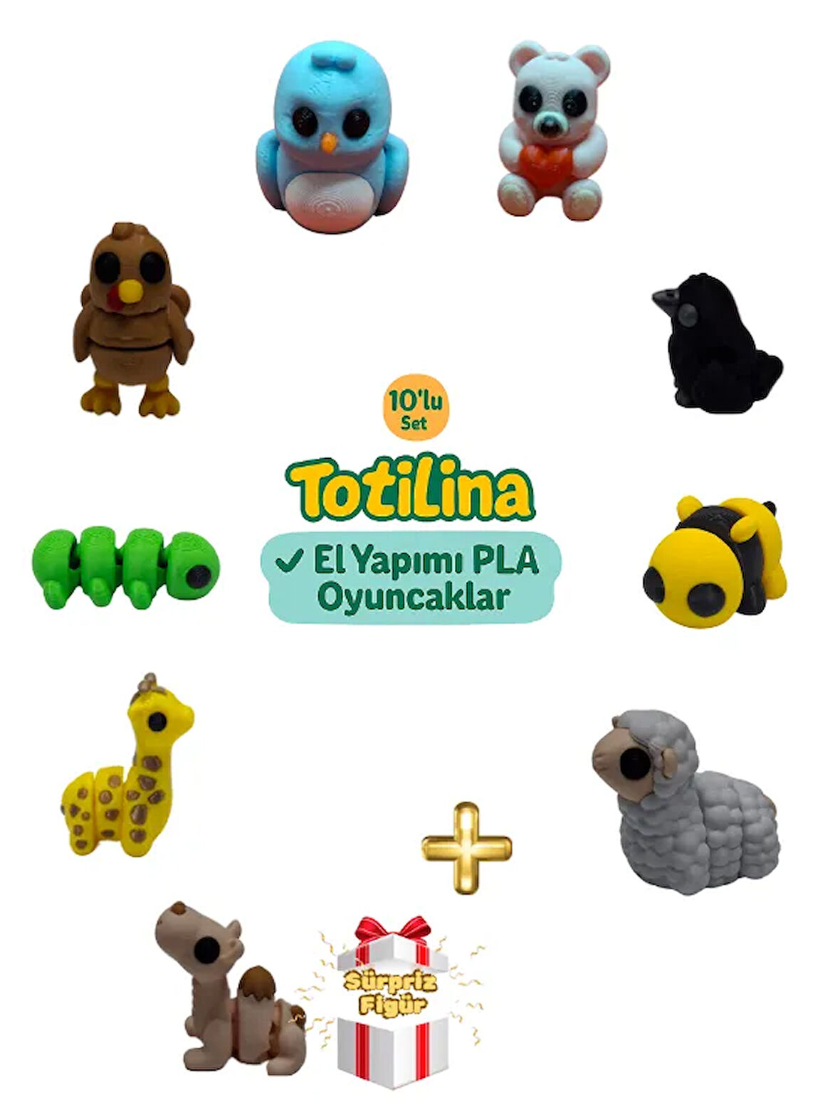 10'lu set (ayı karga arı koyun deve zürafa tırtıl hindi kuş...