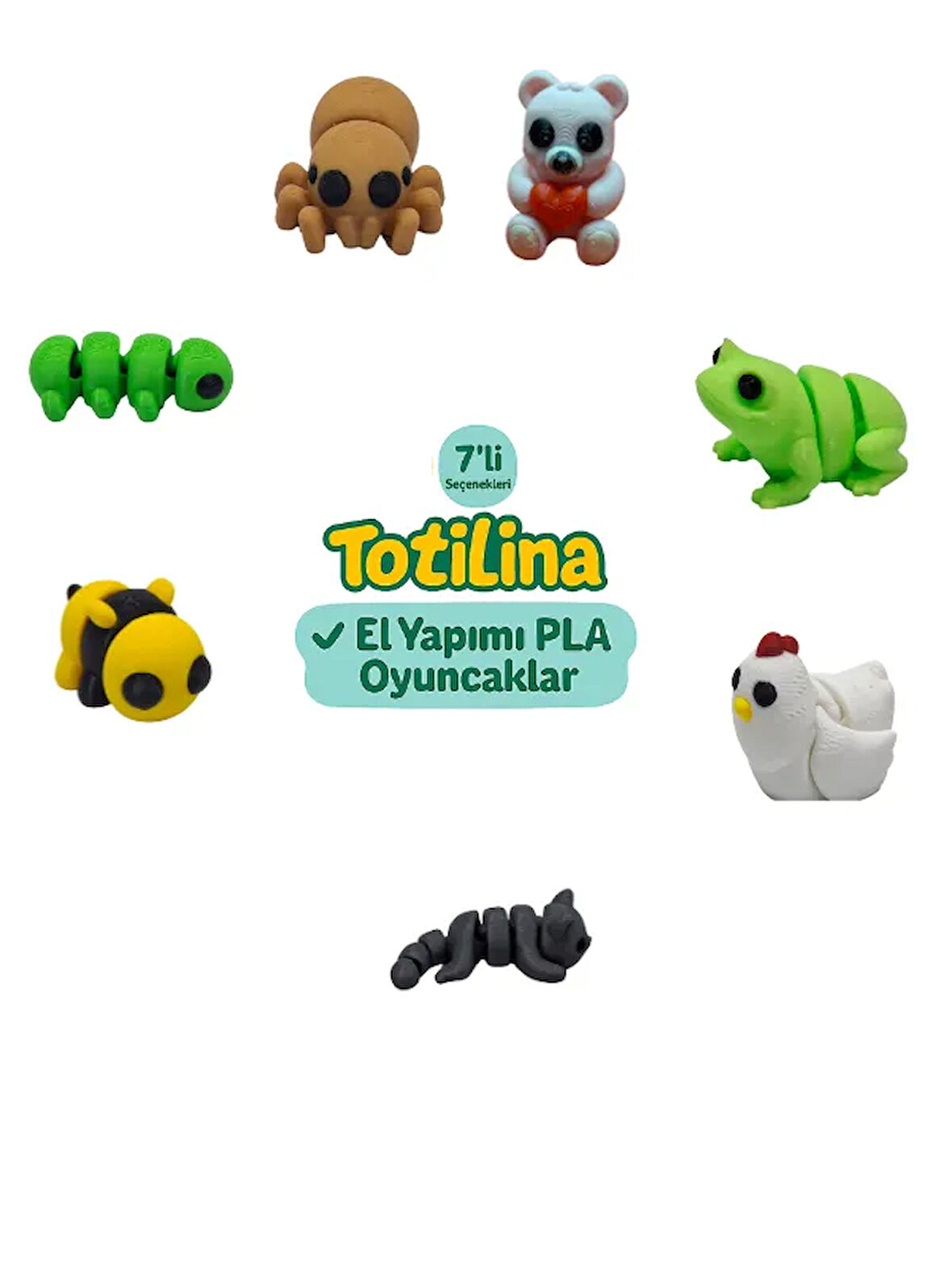 7'li set (ayı kurbağa tavuk kedi arı tırtıl örümcek…)