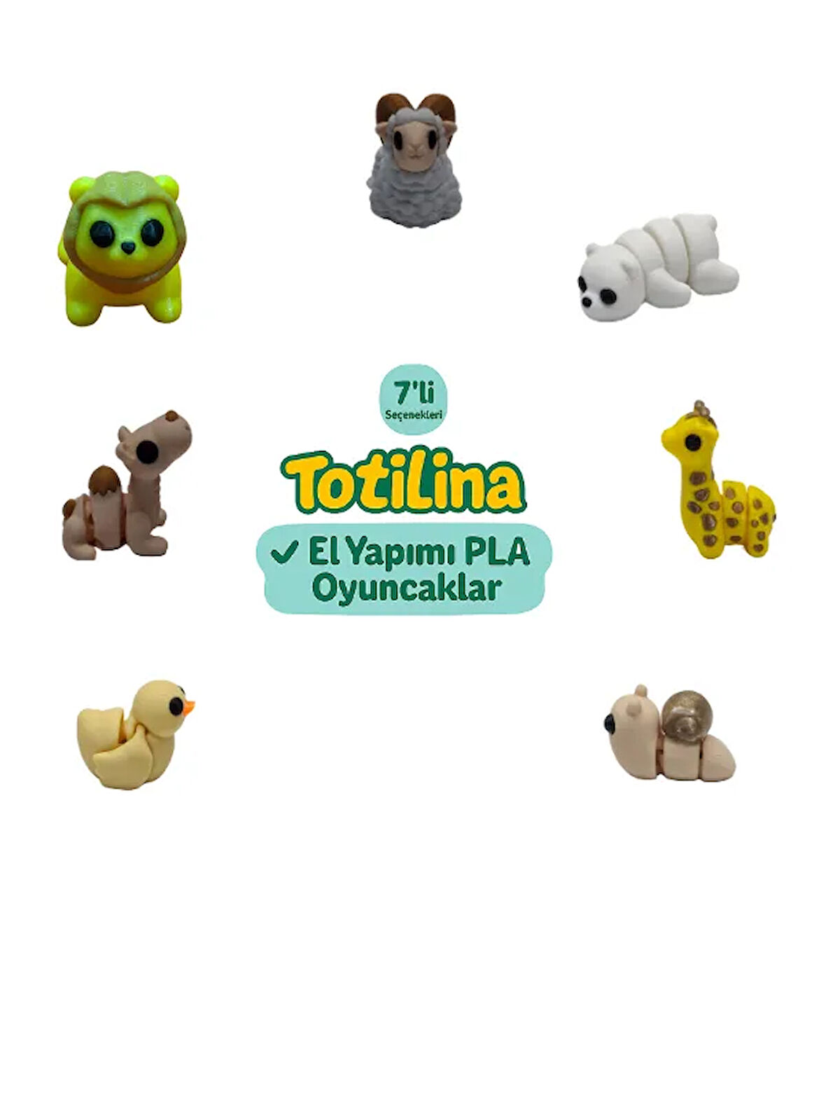 7'li set (koç ayı zürafa salyangoz ördek deve aslan…)