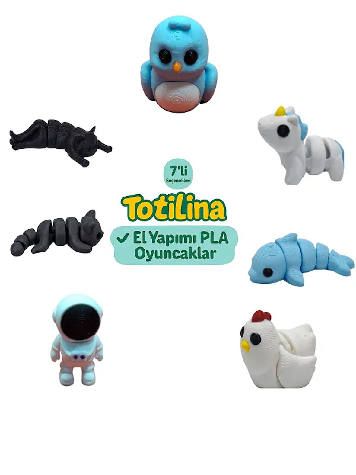 7'li set (kuş unicorn yunus tavuk astronot kedi…)