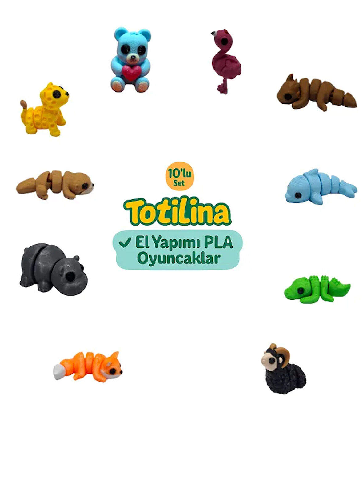10'lu set (flamingo ejderha yunus timsah koç tilki hipopotam…)