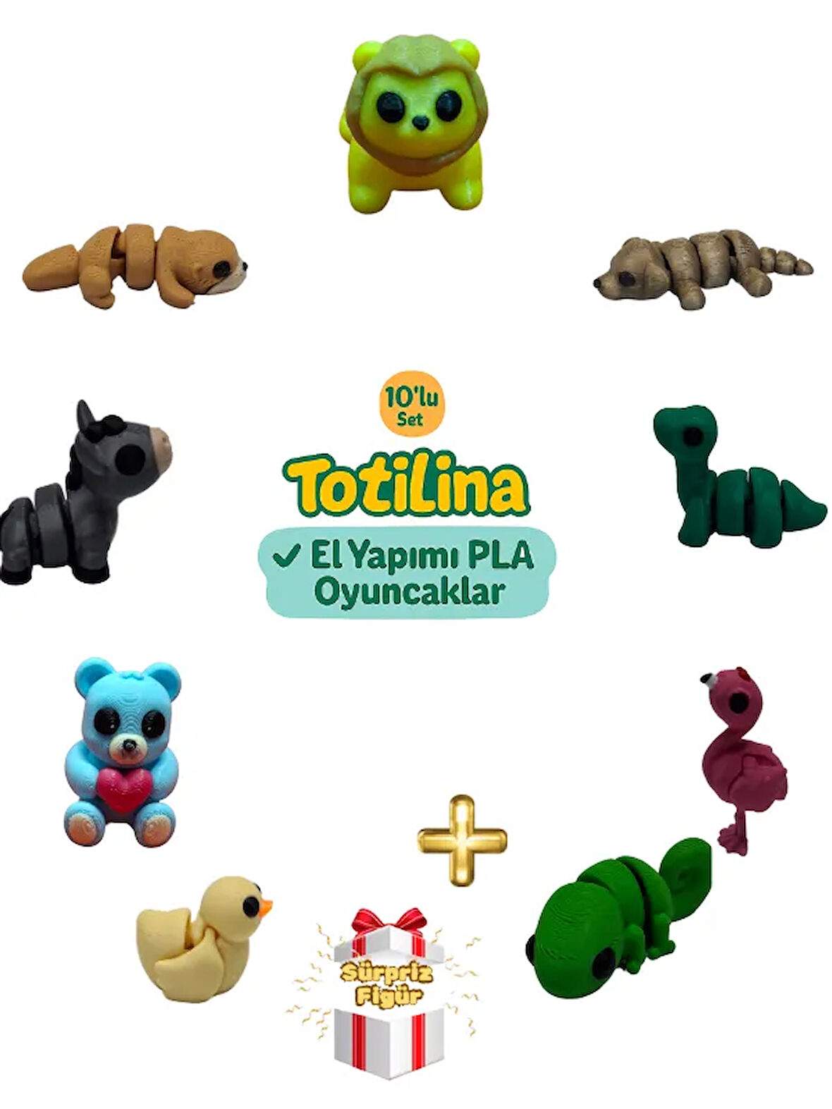 10'lu set (aslan köpek dinozor flamingo bukalemun ördek ayı eşek…)