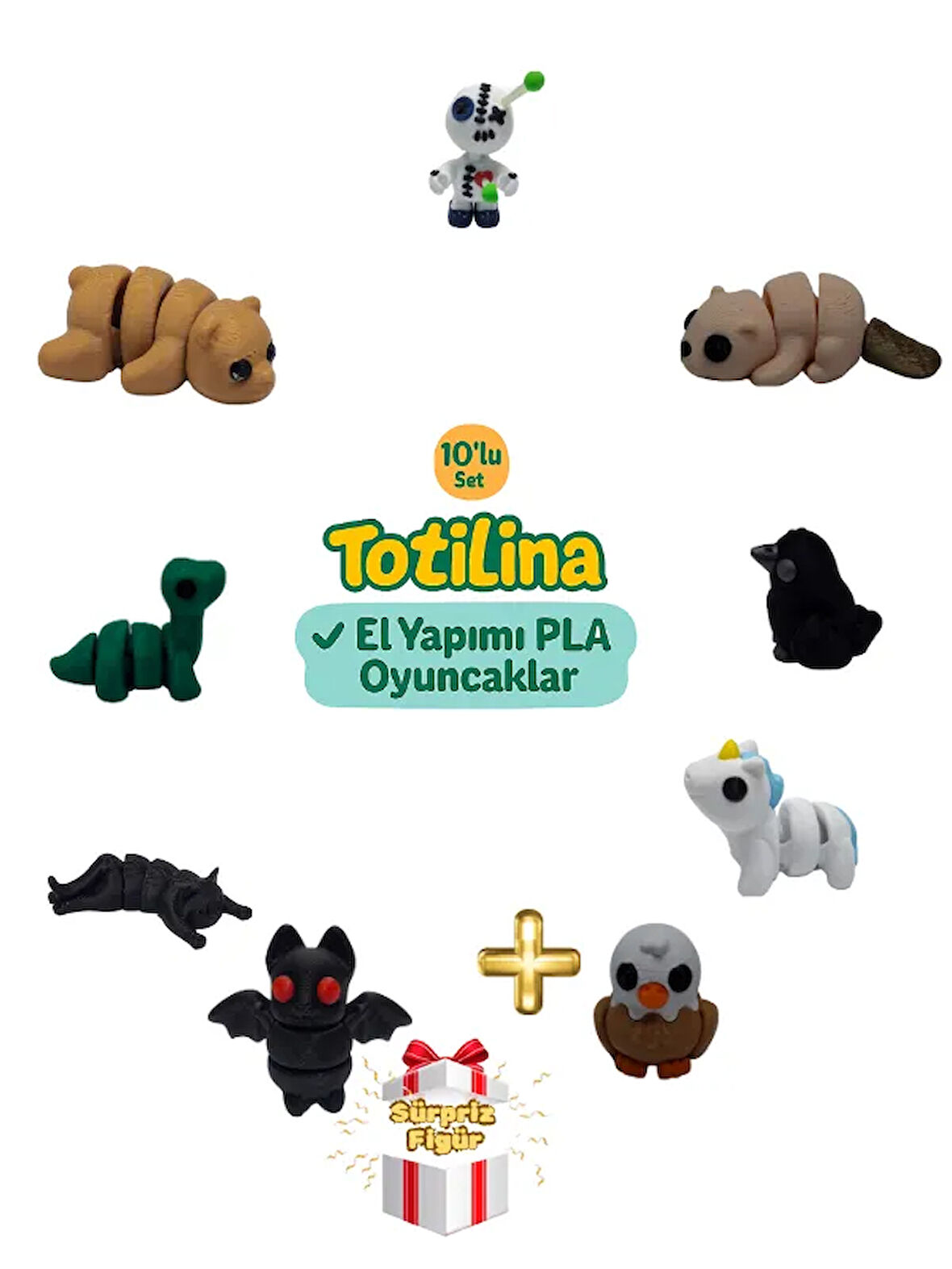 10'lu set (voodoo su samuru karga unicorn kartal yarasa kedi…)