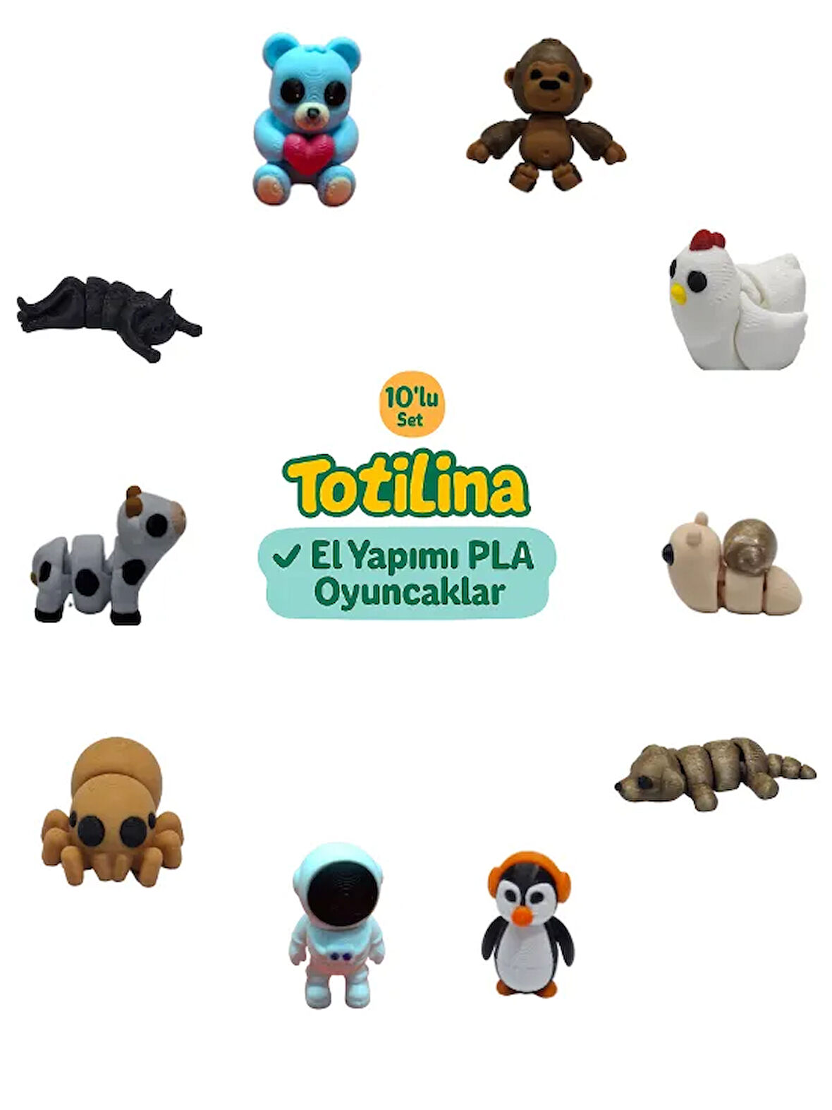 10'lu set (goril tavuk salyangoz köpek penguen astronot örümcek…)