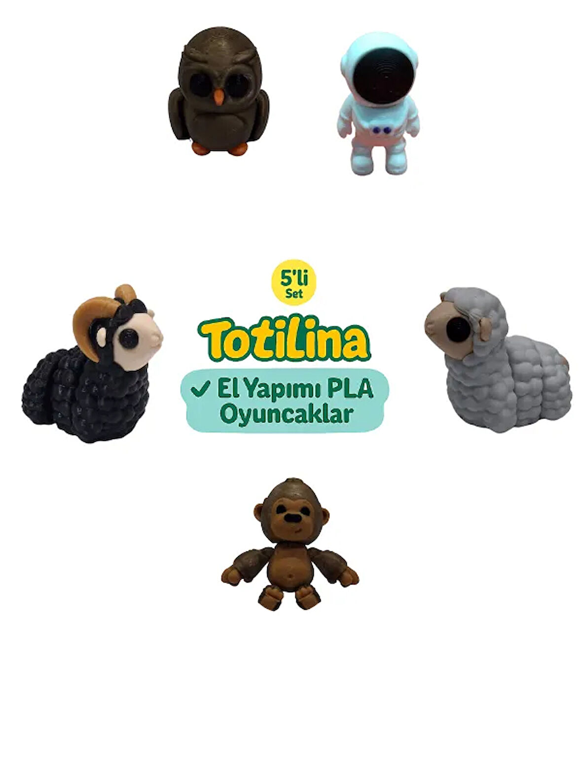 5'li set (astronot koyun goril koç baykuş…)