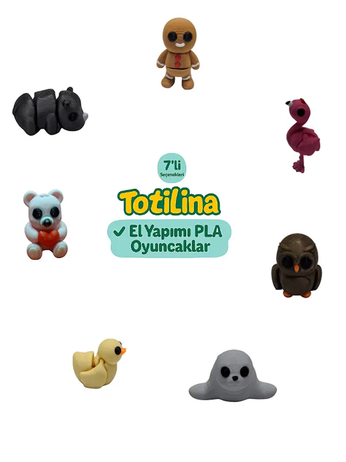 7'li set (kurabiye adam flamingo baykuş fok ördek ayı gergedan…)