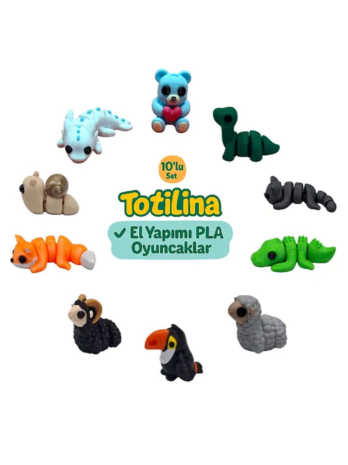 10'lu set (ayı dinozor kedi timsah koyun tukan kuşu koç tilki…)