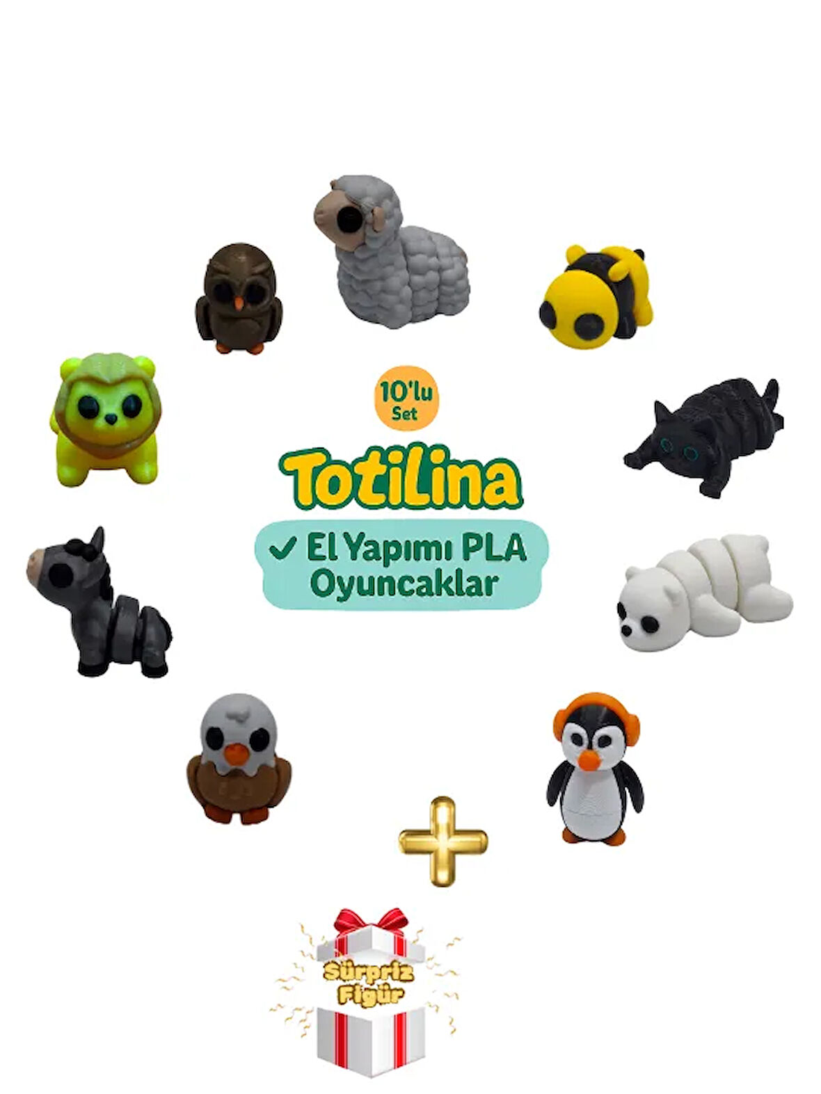 10'lu set (koyun arı kedi penguen ayı kartal eşek aslan baykuş…)