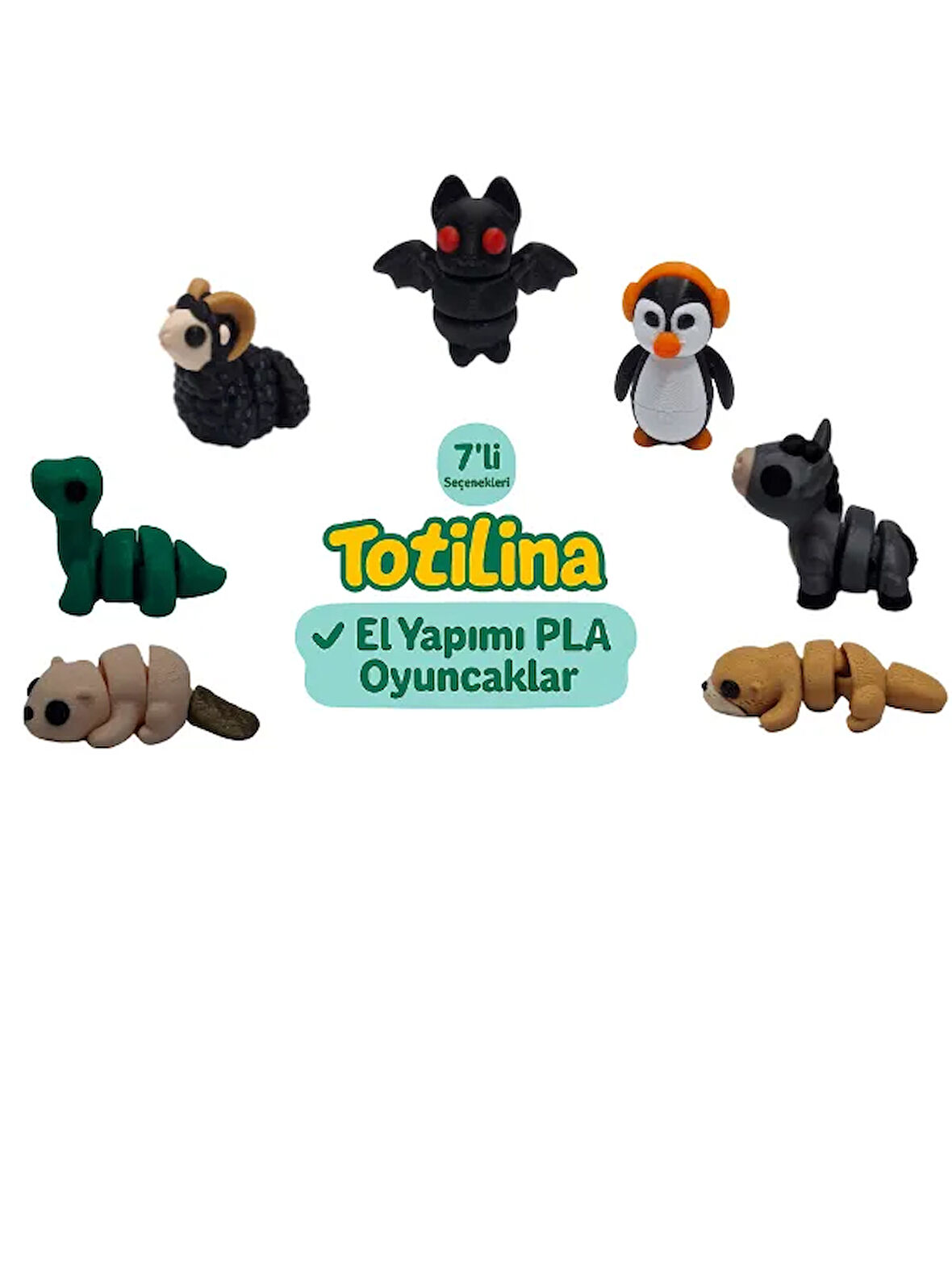 7'li set (yarasa penguen eşek su samuru dinozor koç…)