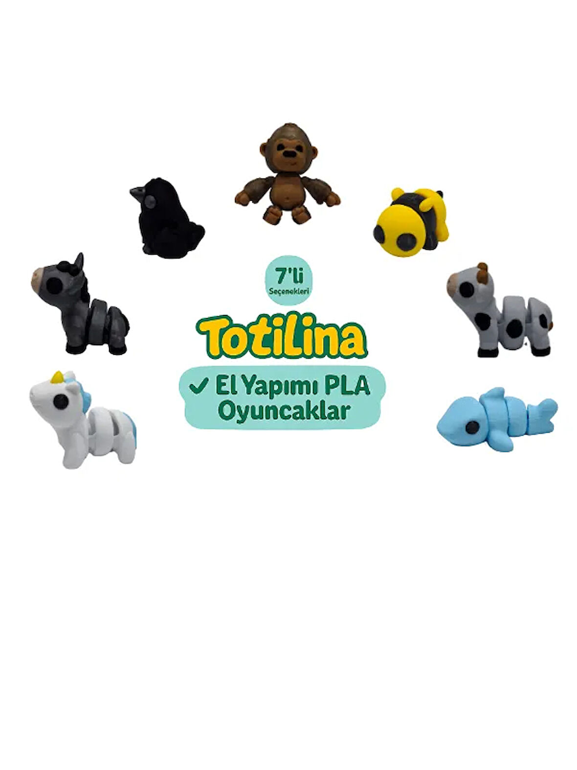 7'Li set (goril arı inek köpek balığı unicorn eşek karga…)